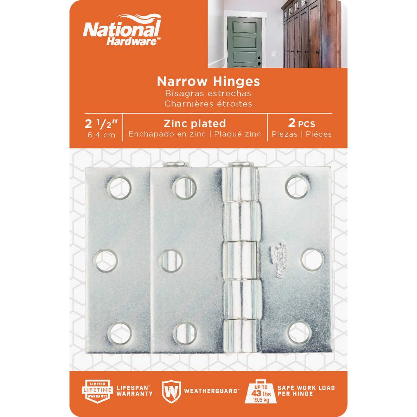 National Hardware 2-1/2 In. Zinc Removable Pin Broad Hinge Image 2
