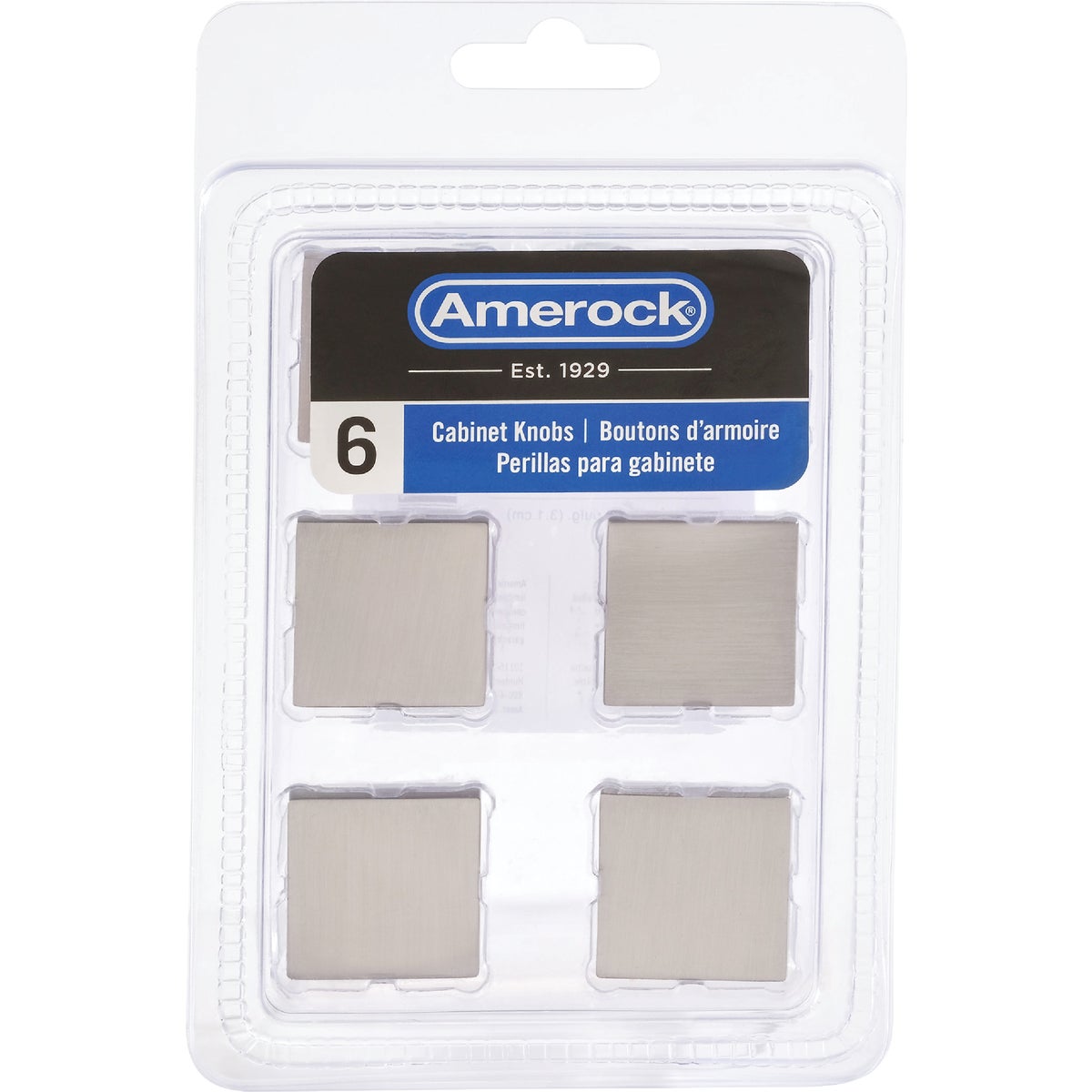 Amerock Monument 1.1875 In. Square Satin Nickel Cabinet Knob (6-Pack) Image 2