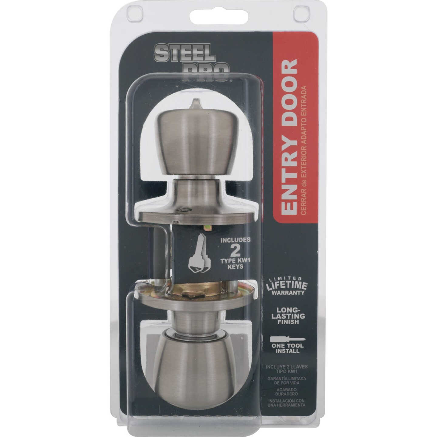 Steel Pro Satin Chrome Entry Door Knob Image 2
