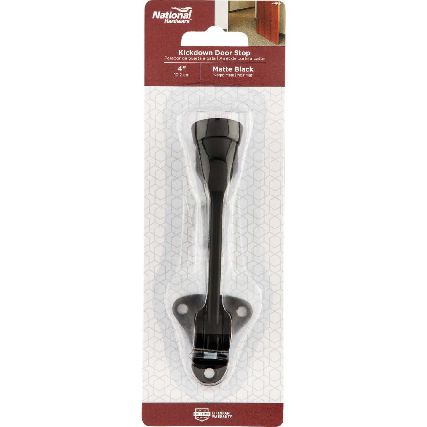 National Hardware 5 In. Matte Black Kickdown Door Stop Image 2