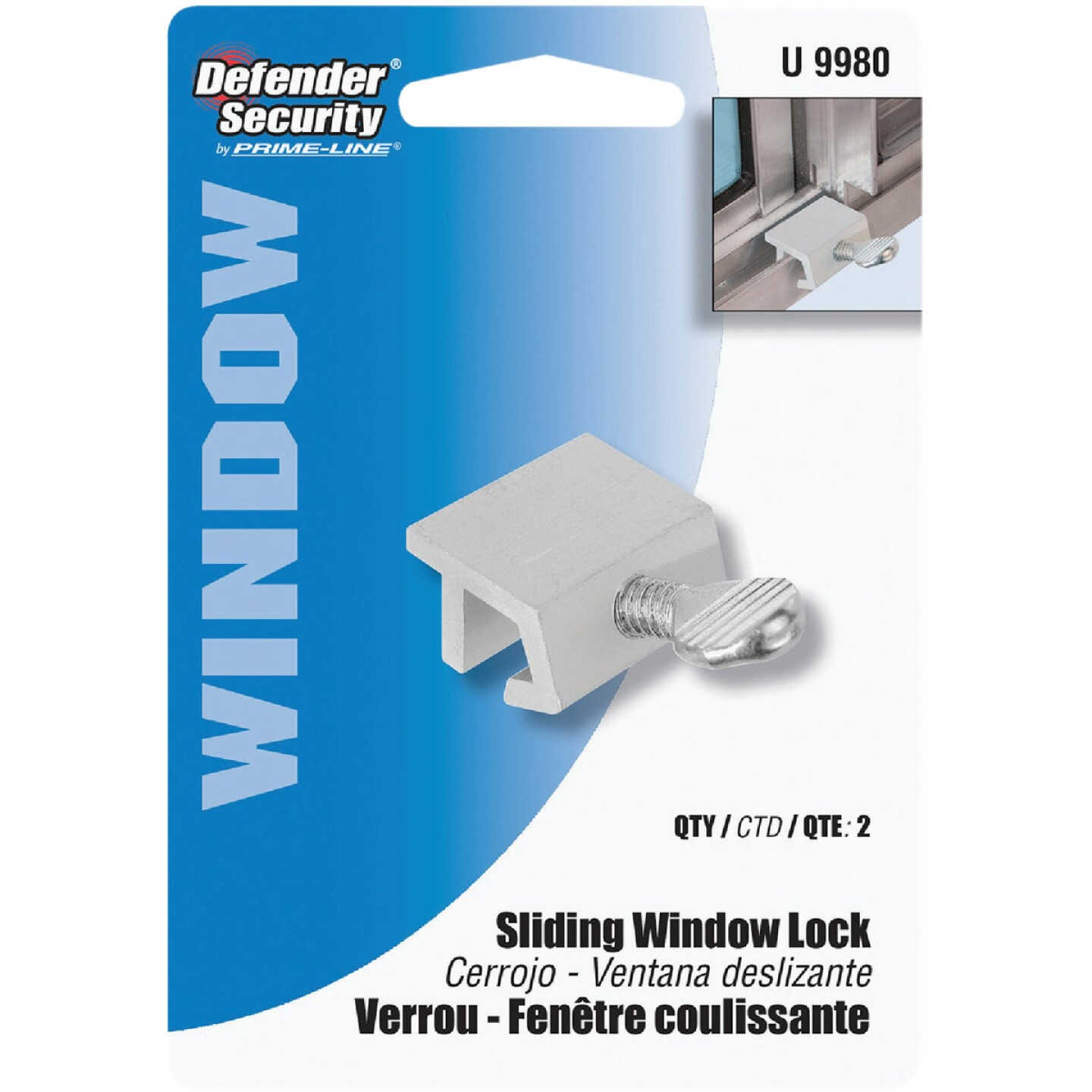 Defender Security Aluminum Heavy-Duty Sliding Window Lock (2 Count) Image 2