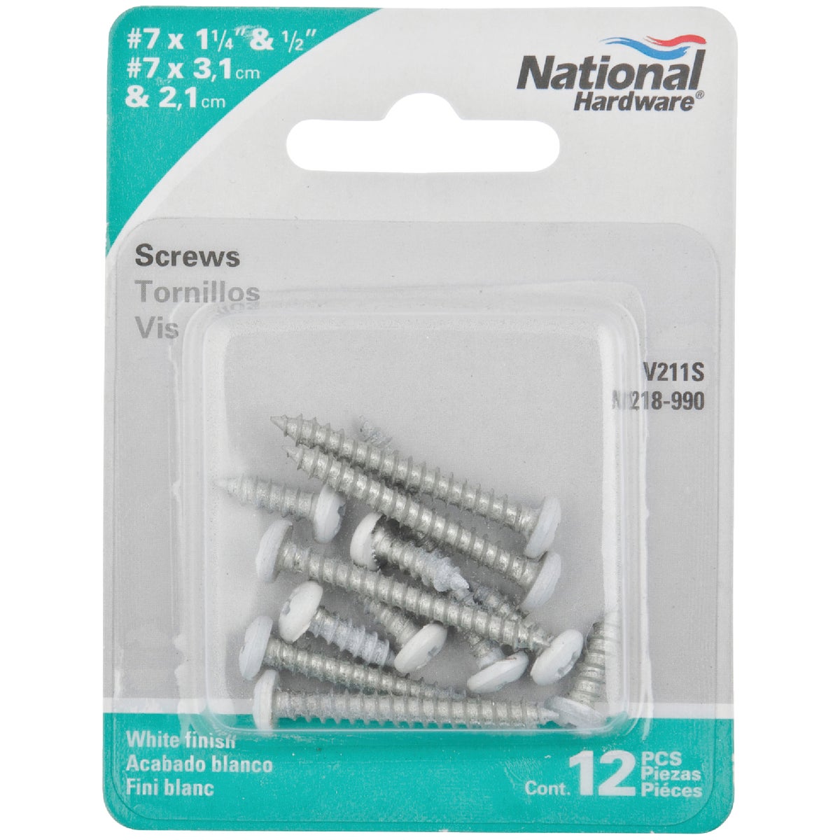 National Hardware Steel Shelf Bracket Screw, White (12-Pack) Image 1