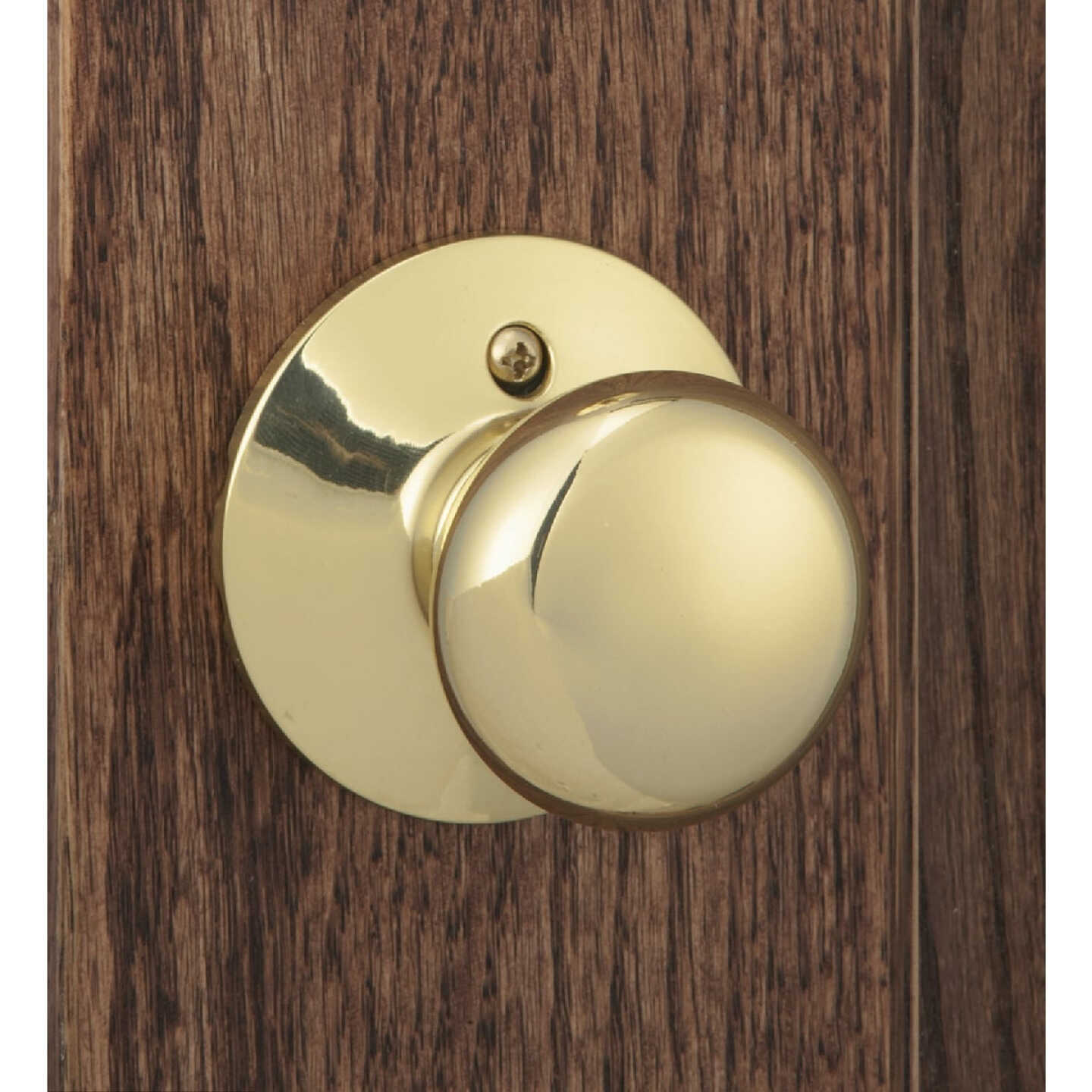 Schlage Bright Brass Entry Door Handleset with Plymouth Knob Image 5