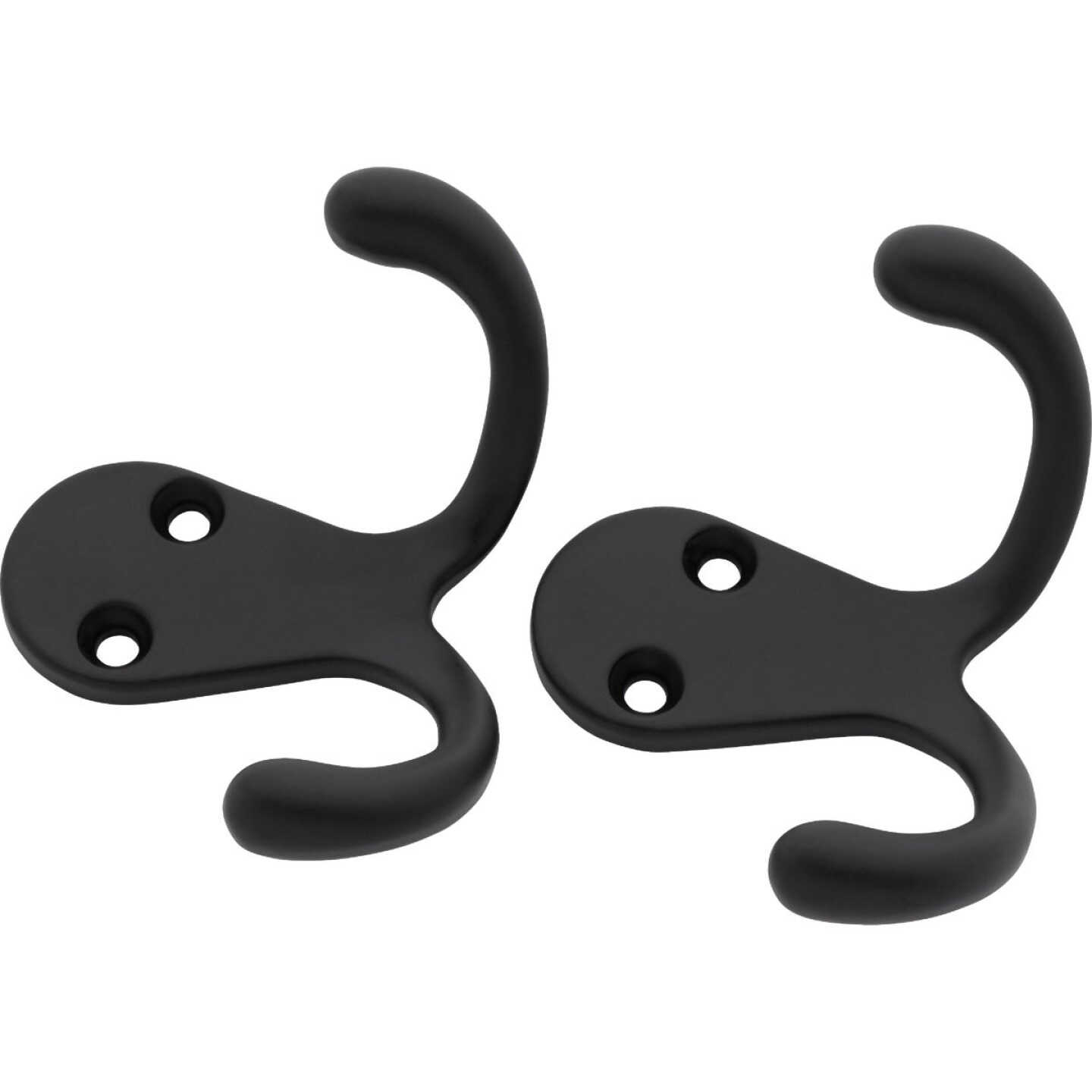 National Hardware Matte Black Double Clothes Hook (2-Pack Bagged) Image 1