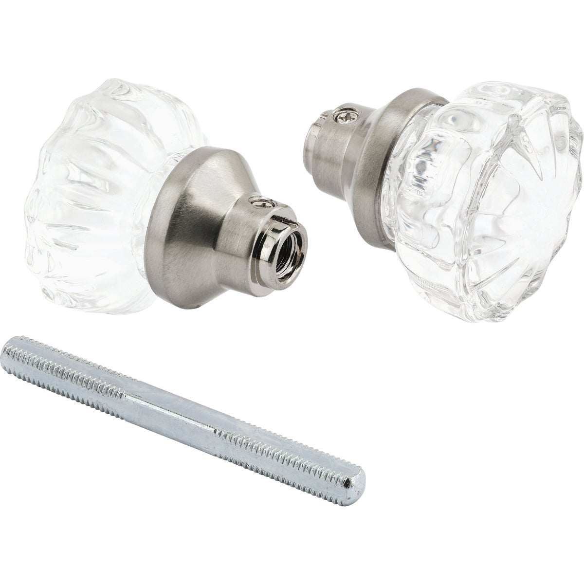Defender Security 2 In. Satin Nickel Fluted Glass Door Knob
