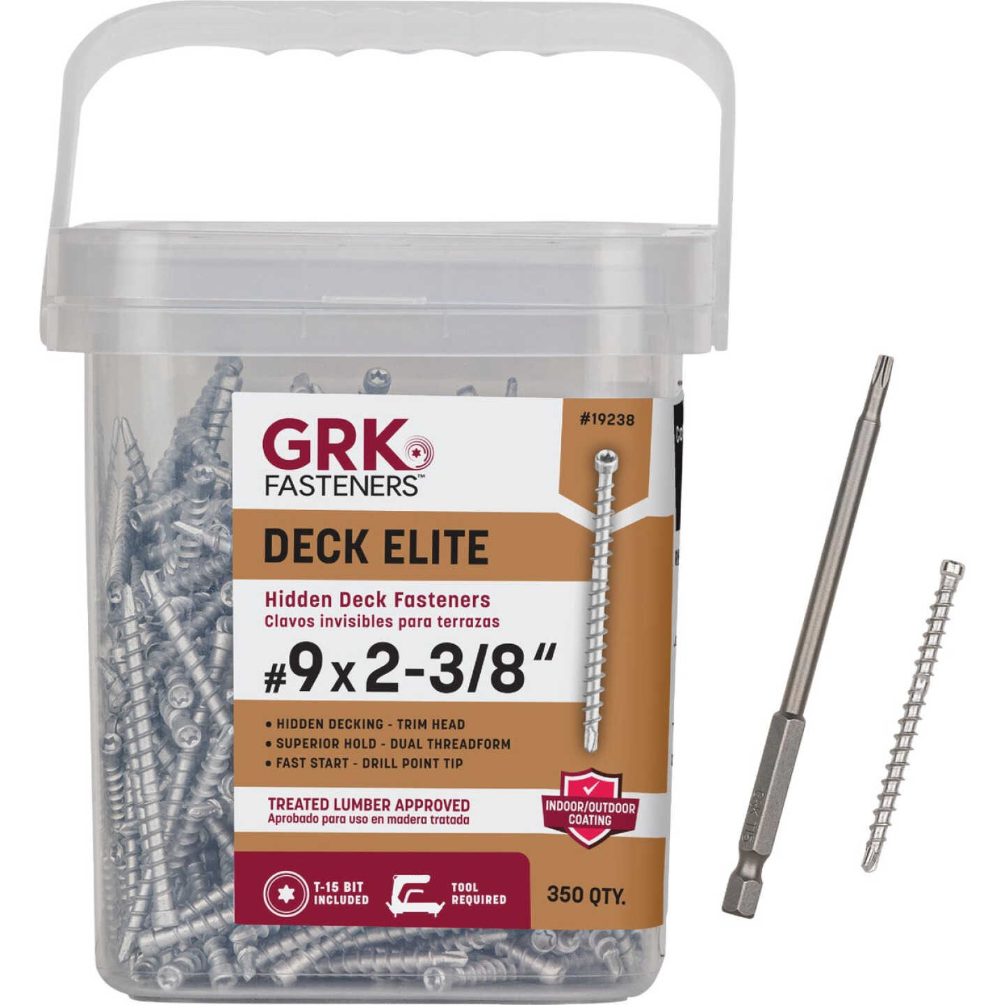 GRK Deck Elite #9 x 2-3/8 In. Star Drive Bugle-Head Hidden Fastener Deck Screw (350 Ct.) Image 3