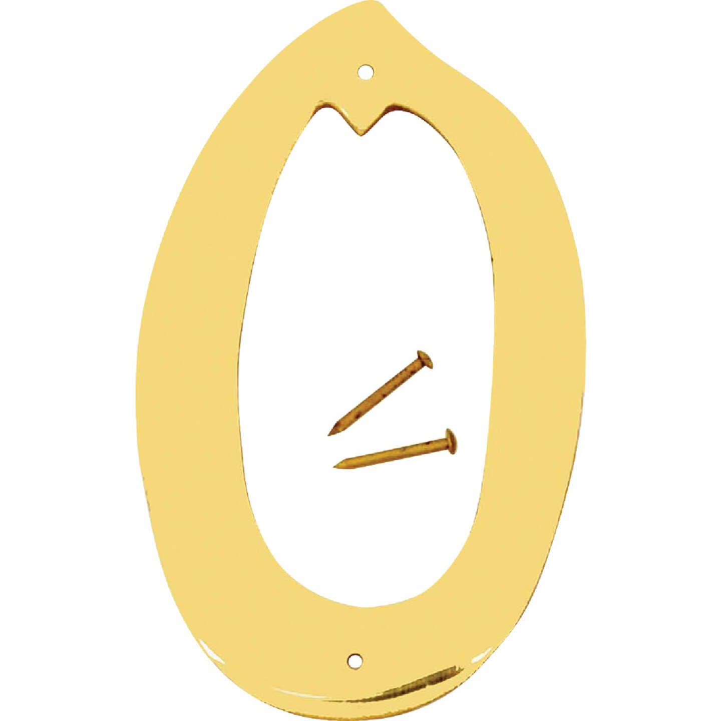 Hy-Ko 4 In. Polished Brass House Number Zero Image 1