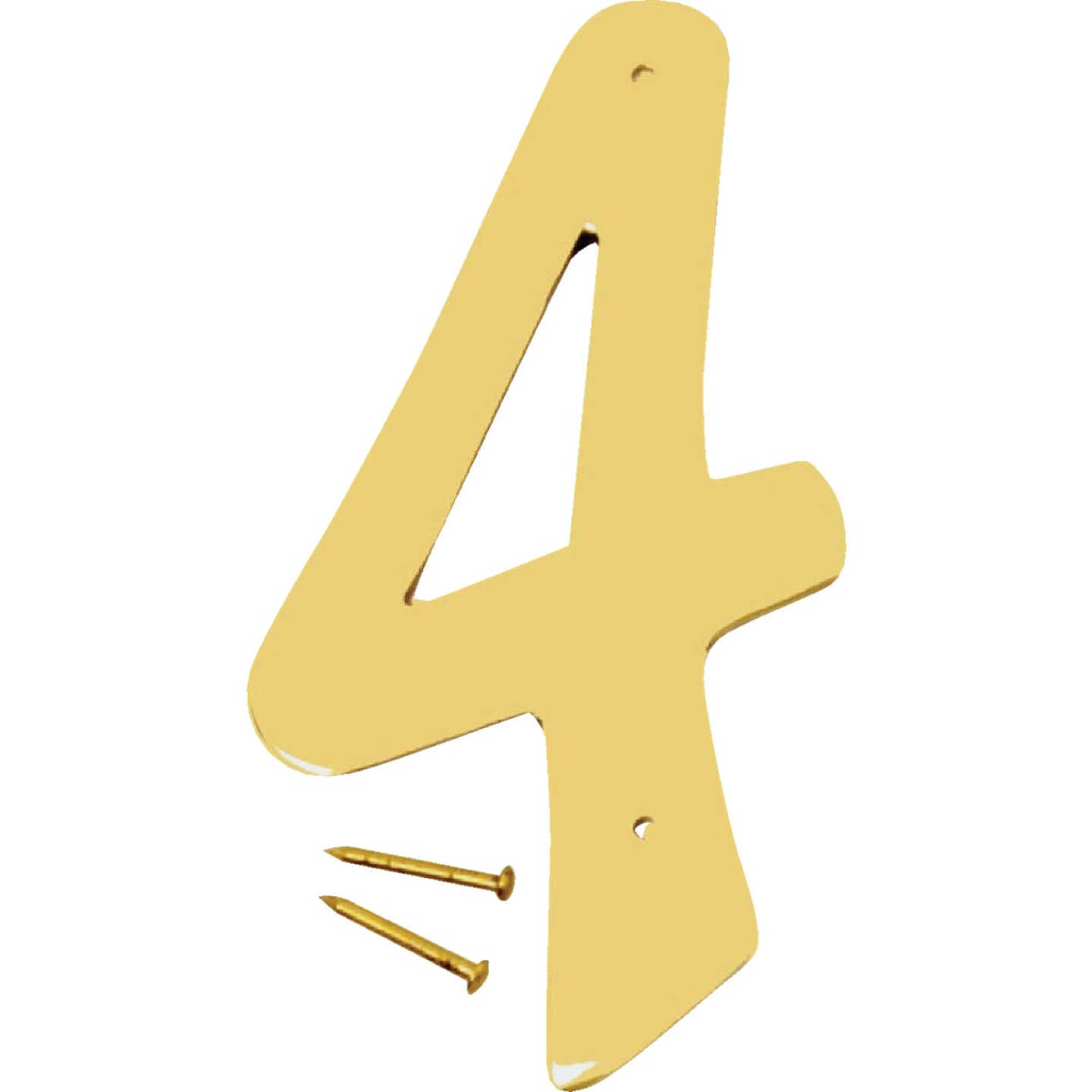 Hy-Ko 4 In. Polished Brass House Number Four Image 1