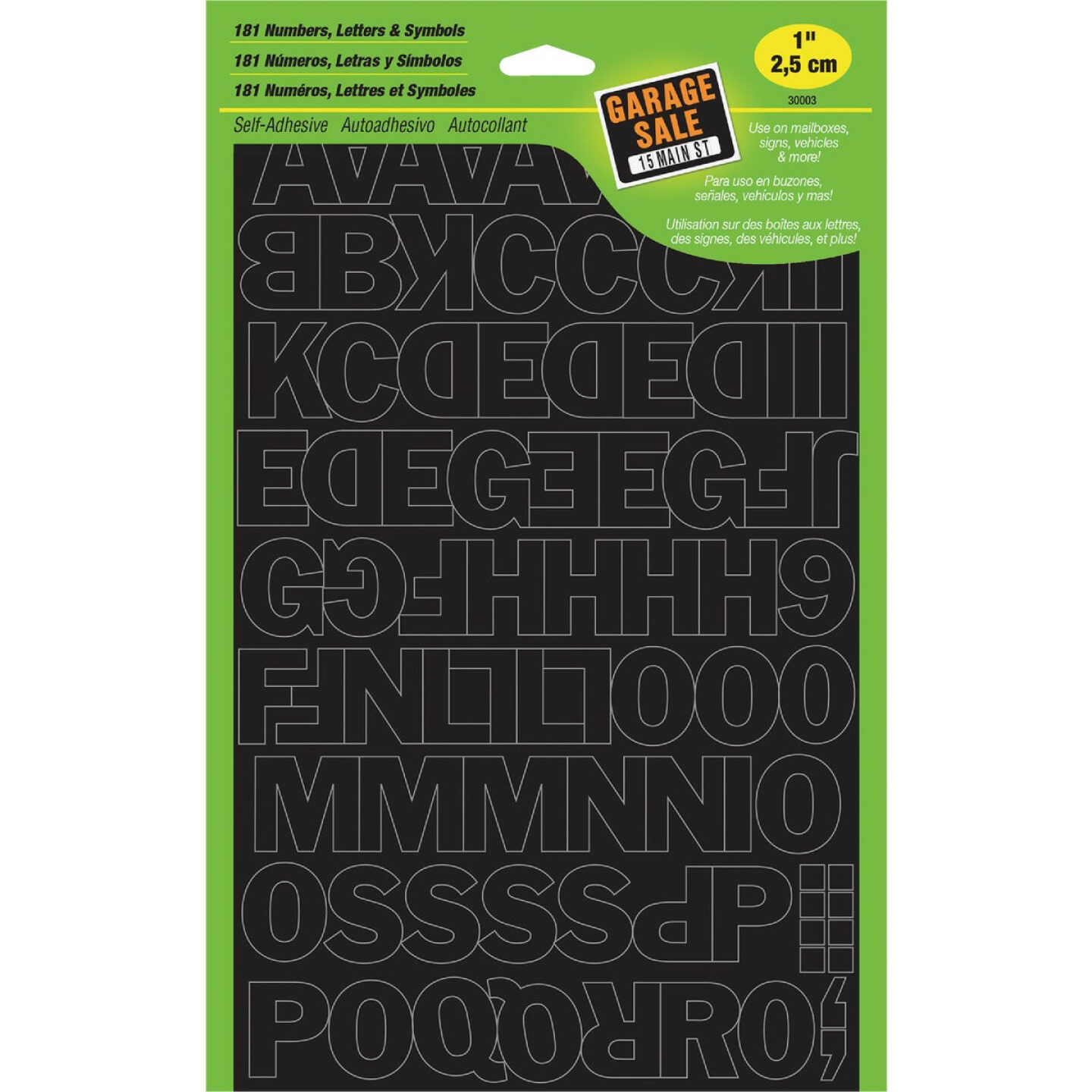 Hy-Ko 1 In. Black Vinyl Letters, Numbers & Symbols (181 Count) Image 1