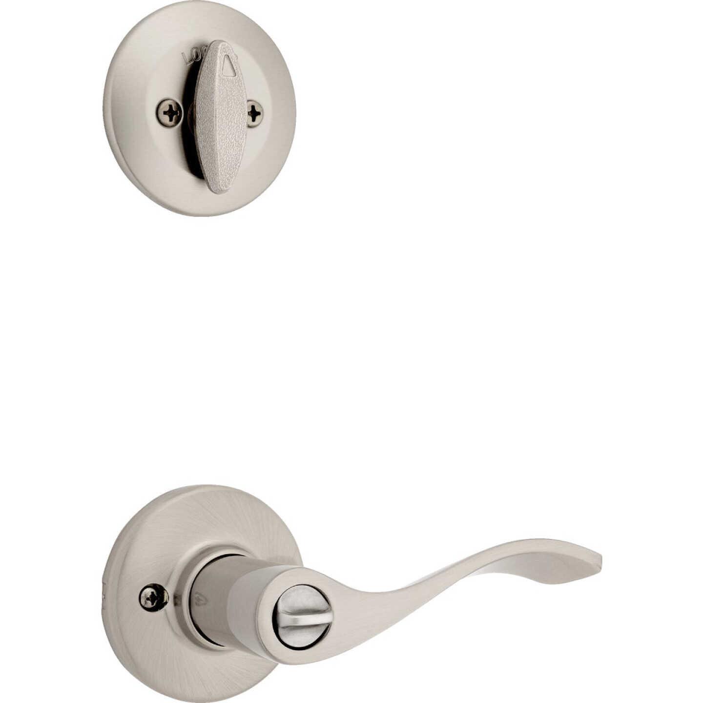 Kwikset Balboa Satin Nickel Deadbolt and Lever Combo with Smartkey Image 1