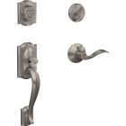 Schlage Camelot Satin Nickel Handleset with Single Cylinder Deadbolt & Accent Lever, Right Handed Image 1