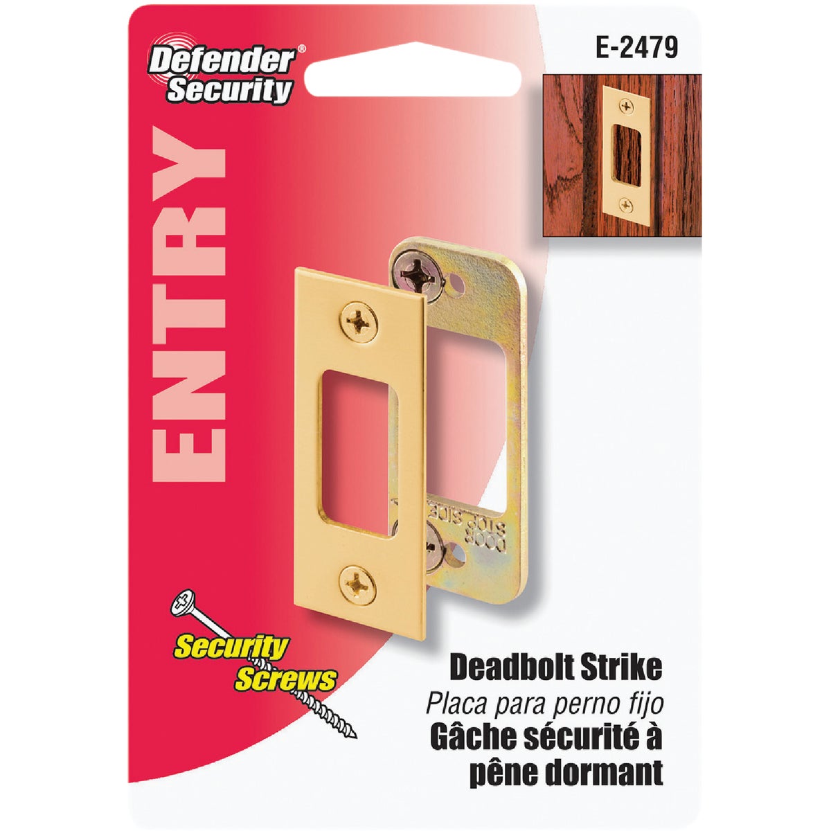 Defender Security Brass High Security Deadbolt Strike Image 2