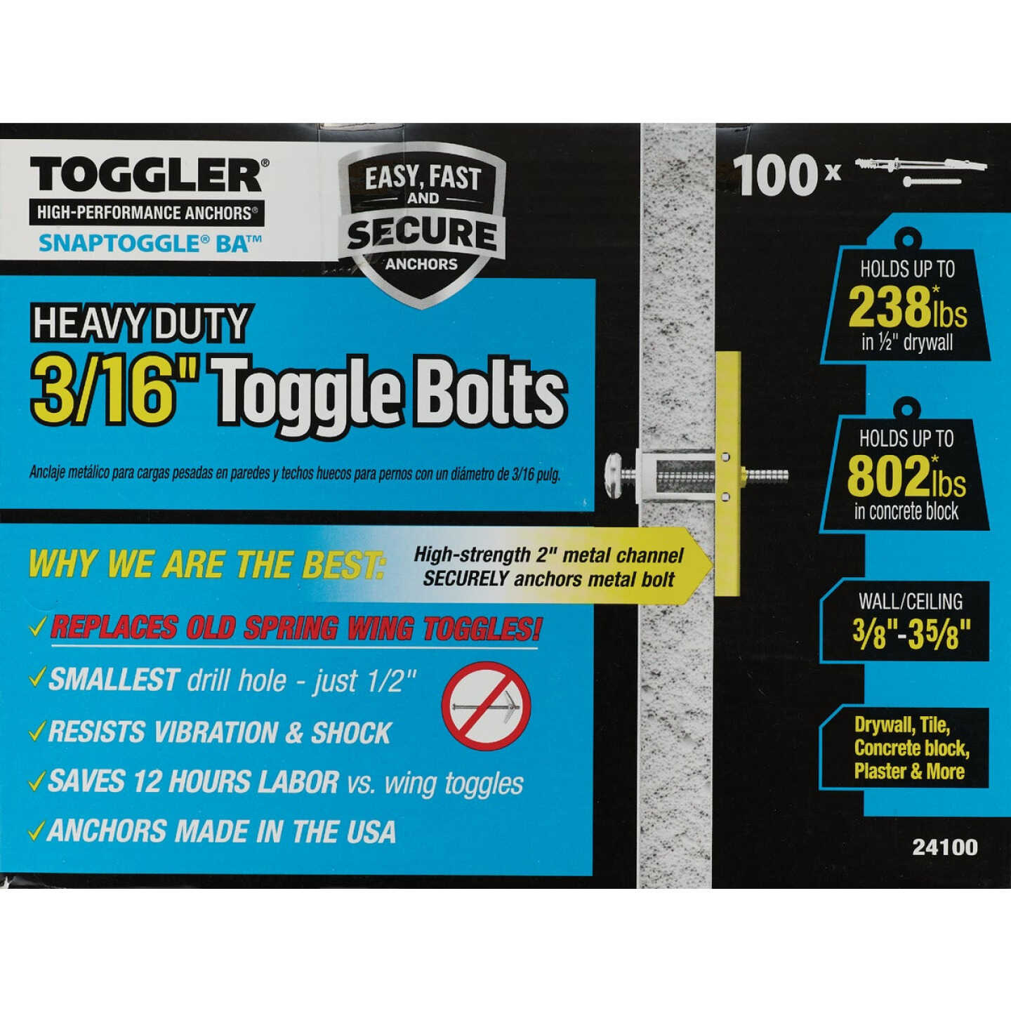Toggler Snaptoggle 3/16-24 x 2 In. Toggle Bolt (100-Count) Image 7