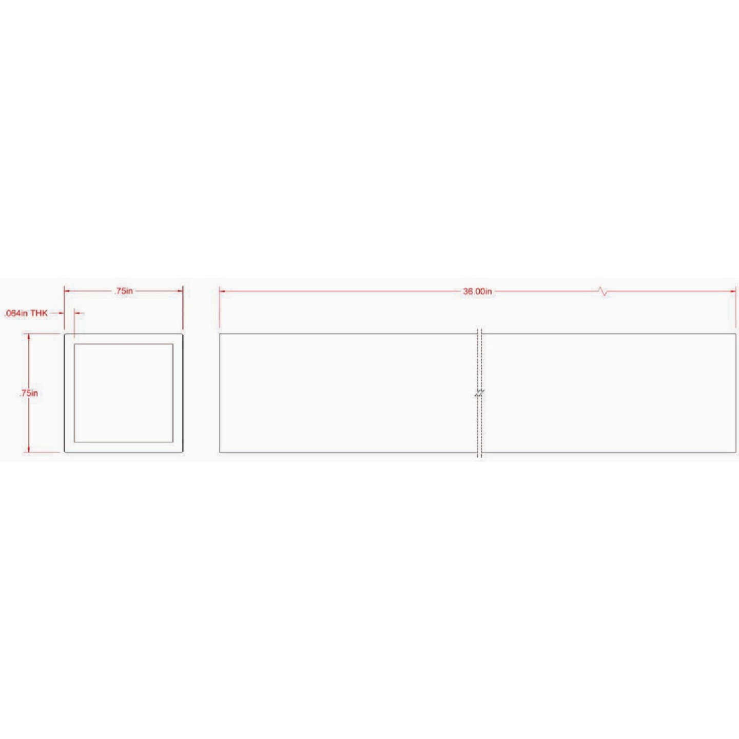 Hillman SteelWorks 3/4 In. x 3 Ft. Aluminum Square Tube Image 2