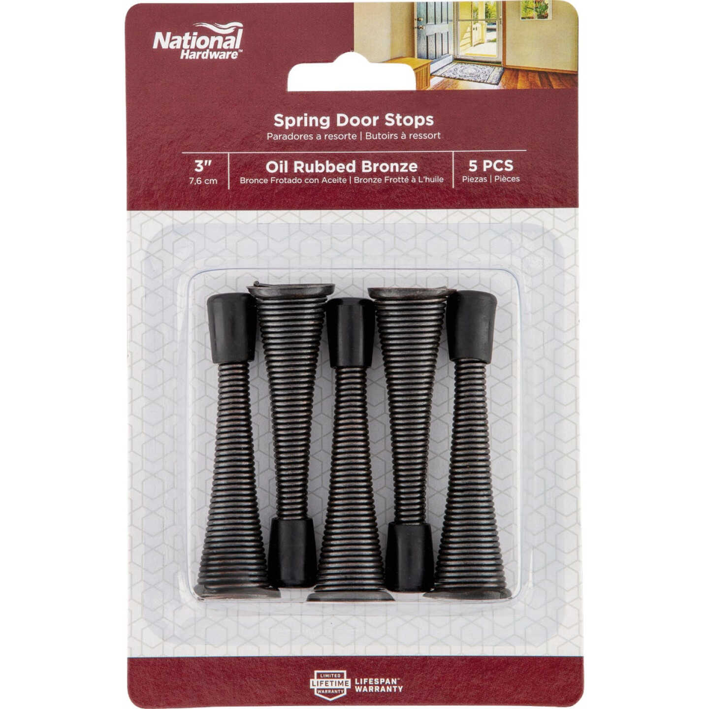 National Hardware 3 In. Oil Rubbed Bronze Spring Door Stop (5-Pack) Image 2