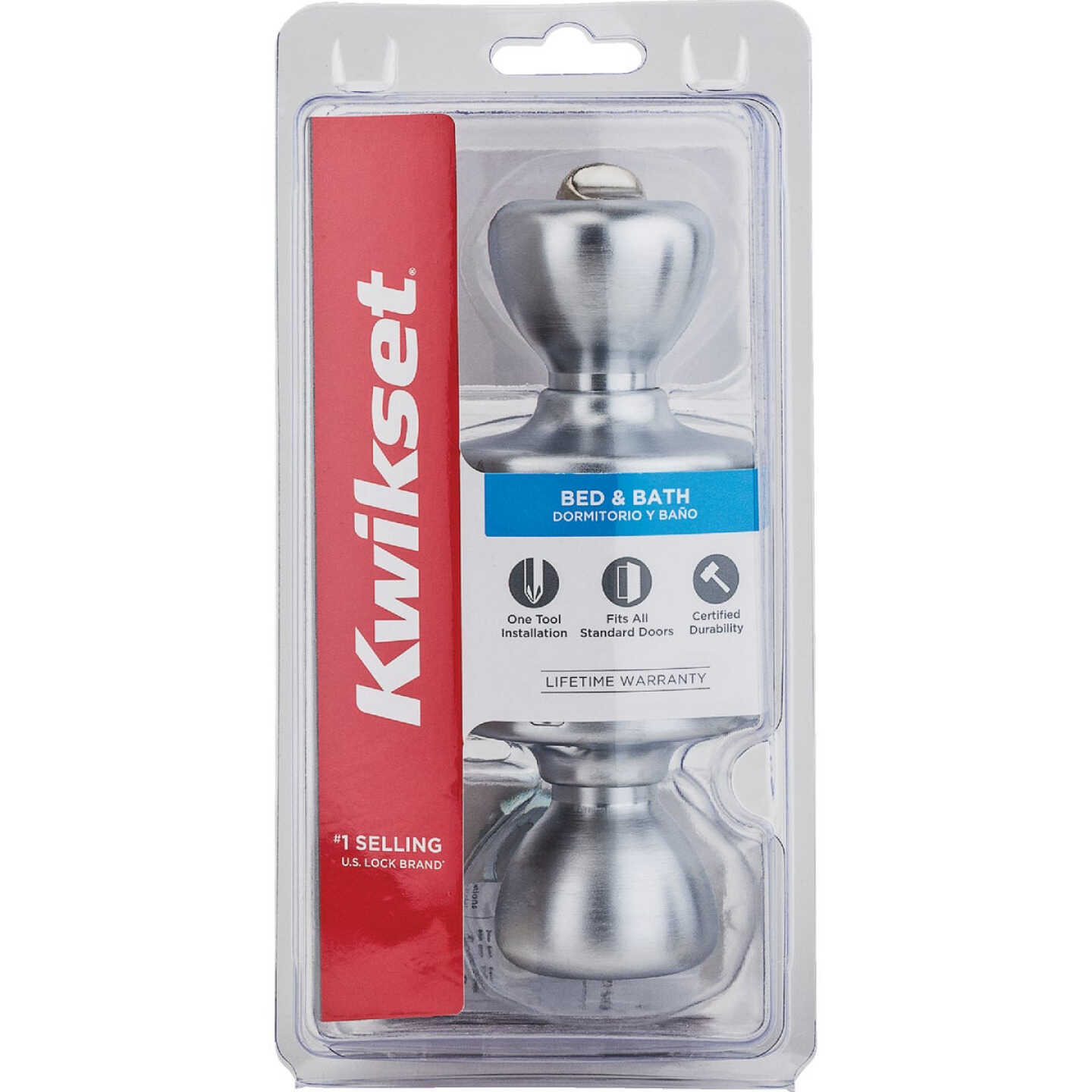 Kwikset Satin Chrome Mobile Home Privacy Lockset Image 1