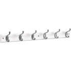National Hardware 27 In. 6-Hook Satin Nickel/White Hook Rail Image 1