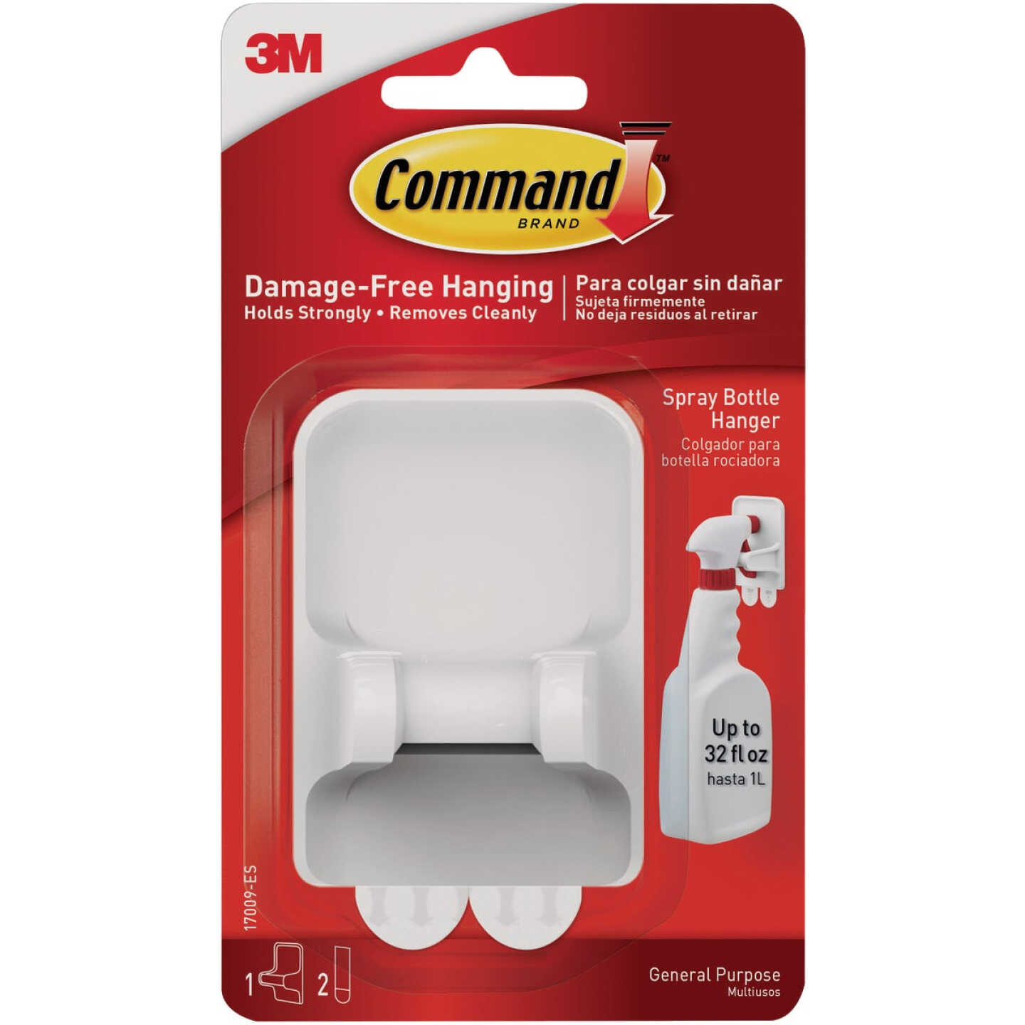 Command Spray Bottle Hanger, White, 1 Hanger, 2 Large Strips Image 1