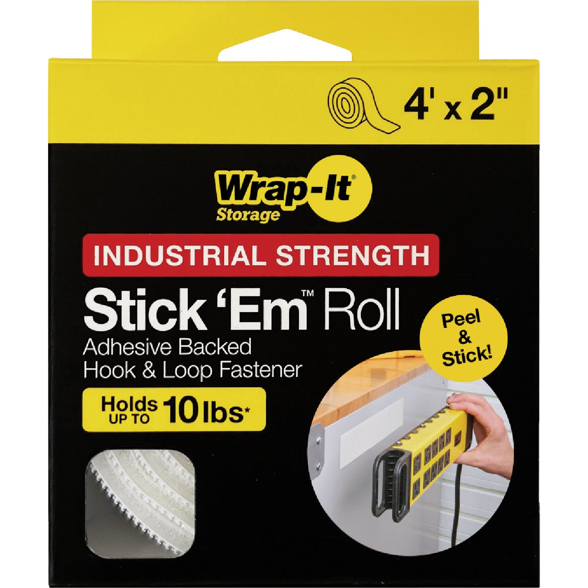 Wrap-It Storage Stick 'Em 2 In. x 4 Ft. Industrial Strength White Hook & Loop Roll Image 7