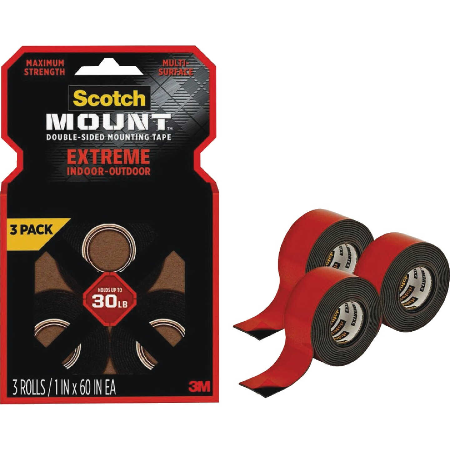 Scotch-Mount 1 In. x 60 In. Extreme Double-Sided Mounting Tape (3-Pack) Image 1