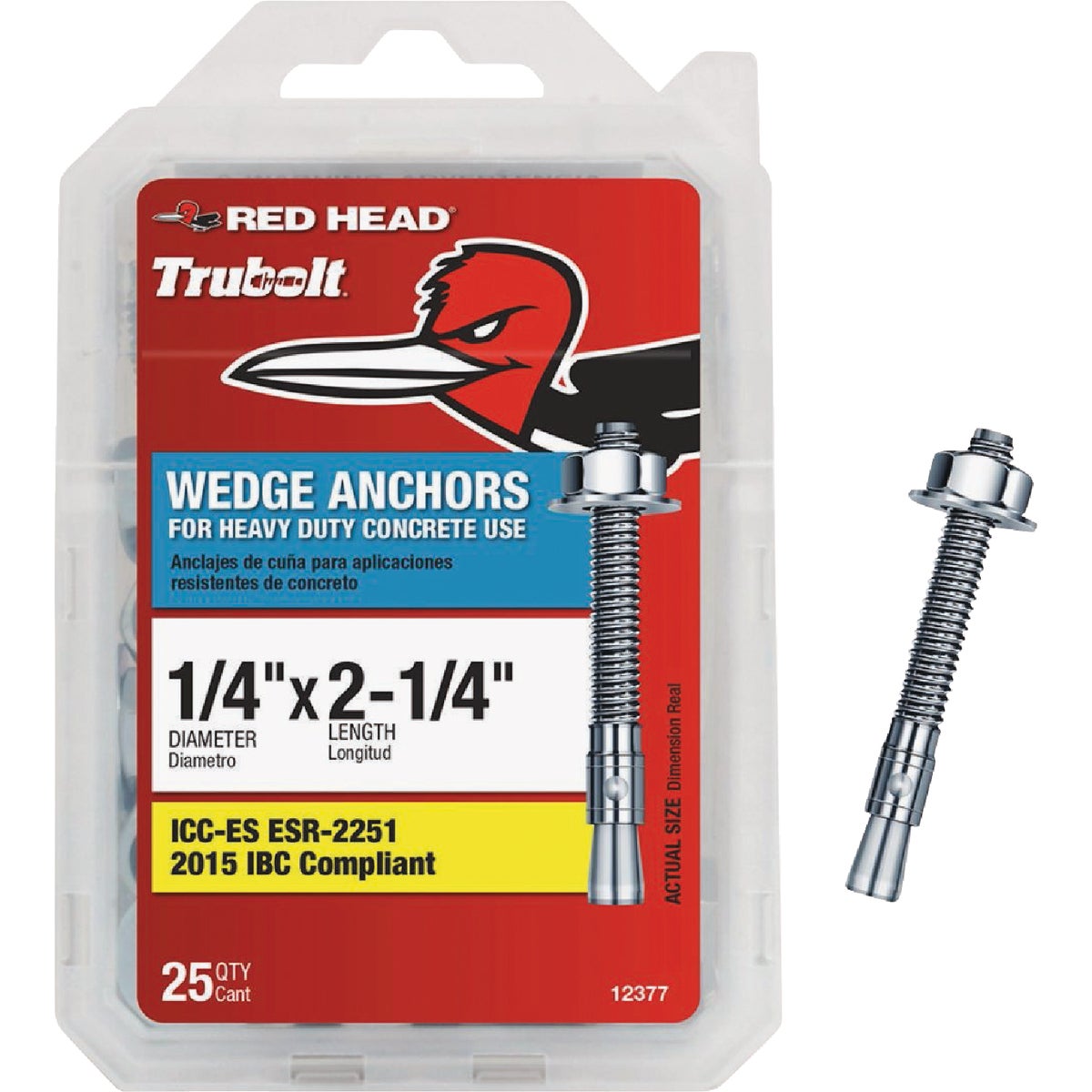 Red Head 1/4 In. x 2-1/4 In. Concrete Wedge Anchor (25-Count)