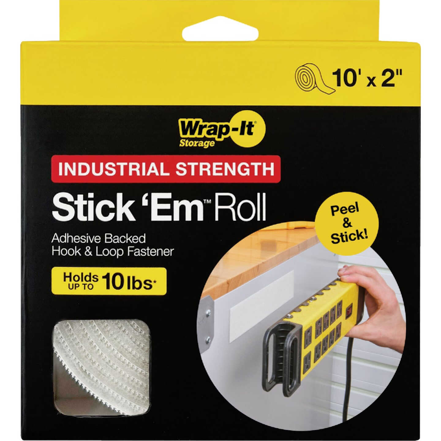 Wrap-It Storage Stick 'Em 2 In. x 10 Ft. Industrial Strength White Hook & Loop Roll Image 7
