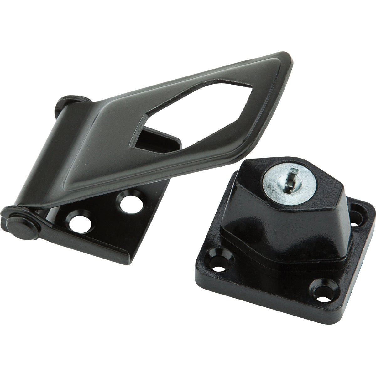 National Hardware 3-1/2 In. Matte Black Key Locking Hasp Image 1