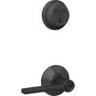 Schlage Matte Black Single Cylinder Deadbolt & Keyed Entry Latitude Lever Combo Image 1