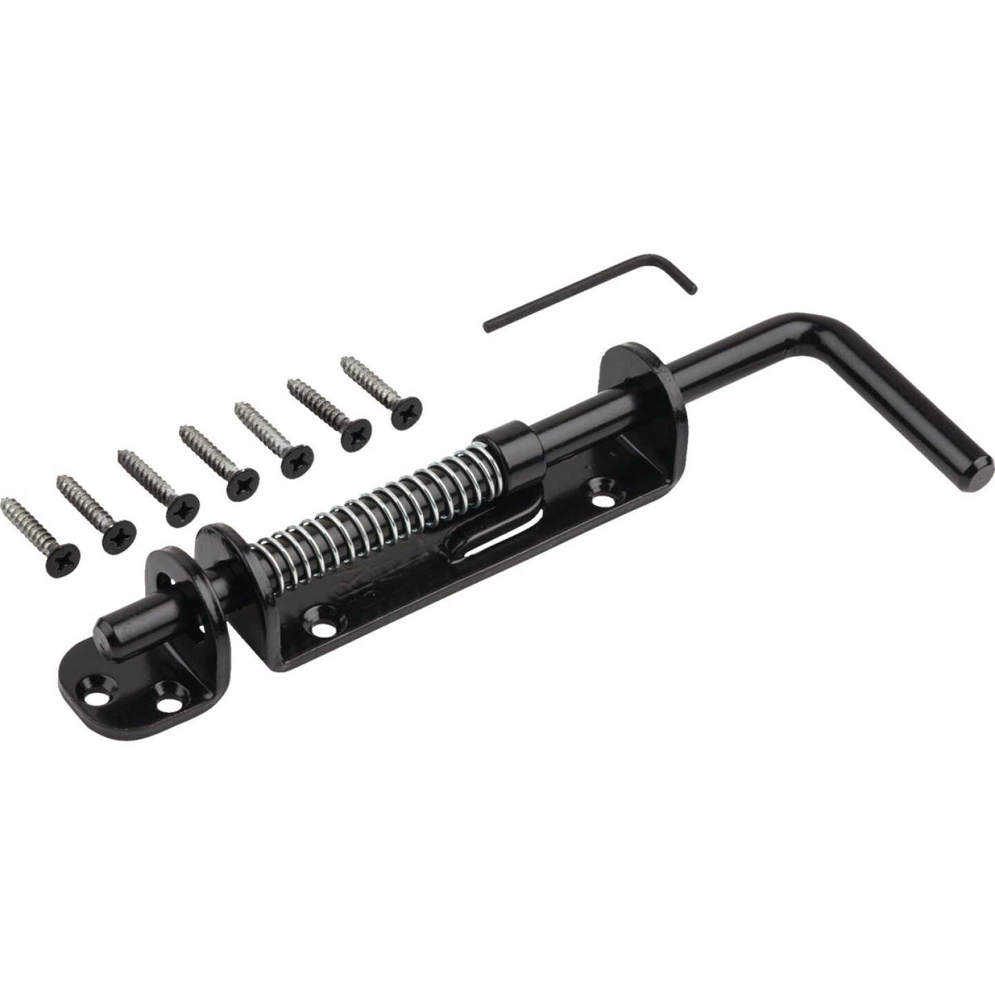 National Hardware Black Spring Loaded Heavy Duty Sliding Bolt Image 1