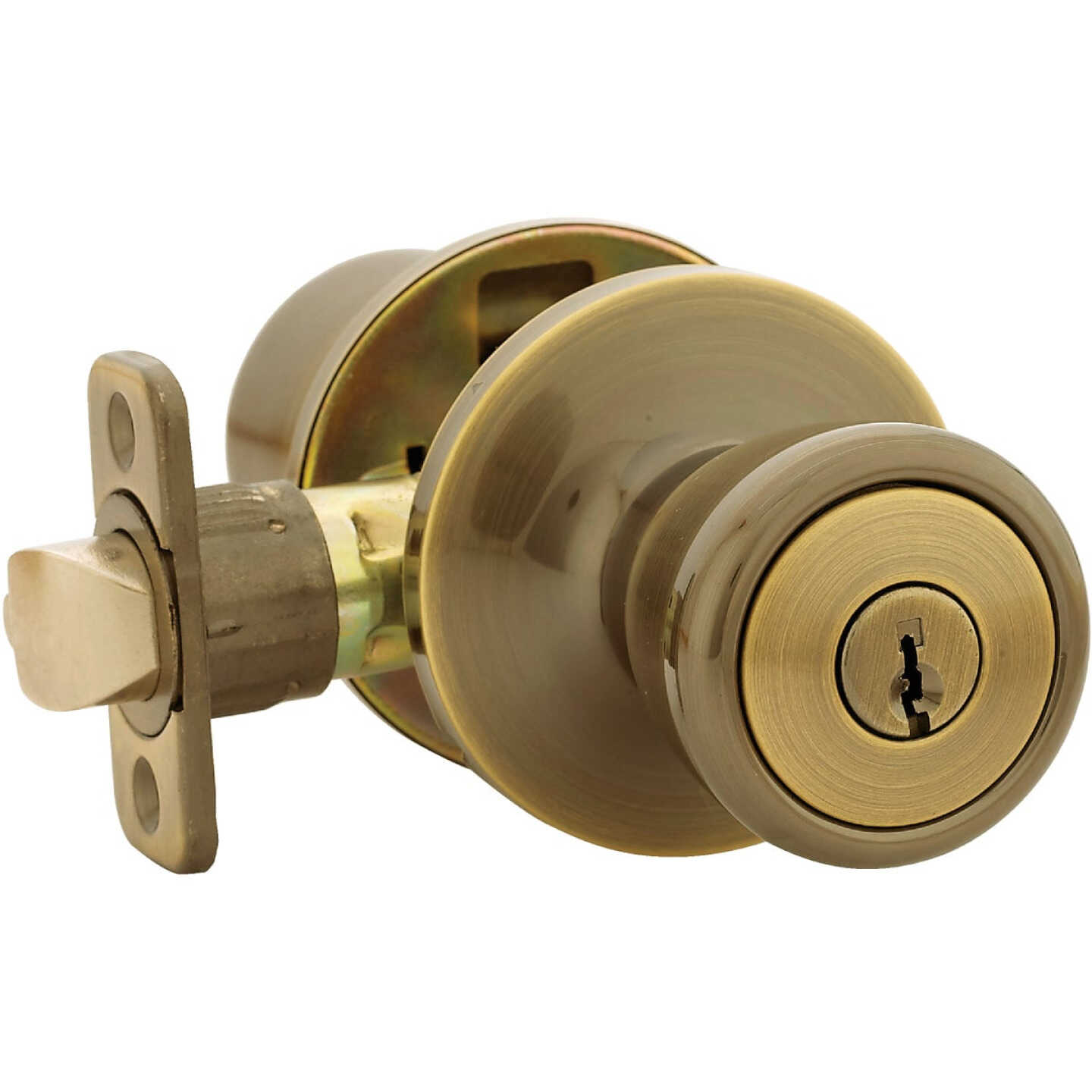 Steel Pro Antique Brass Entry Door Knob Image 3