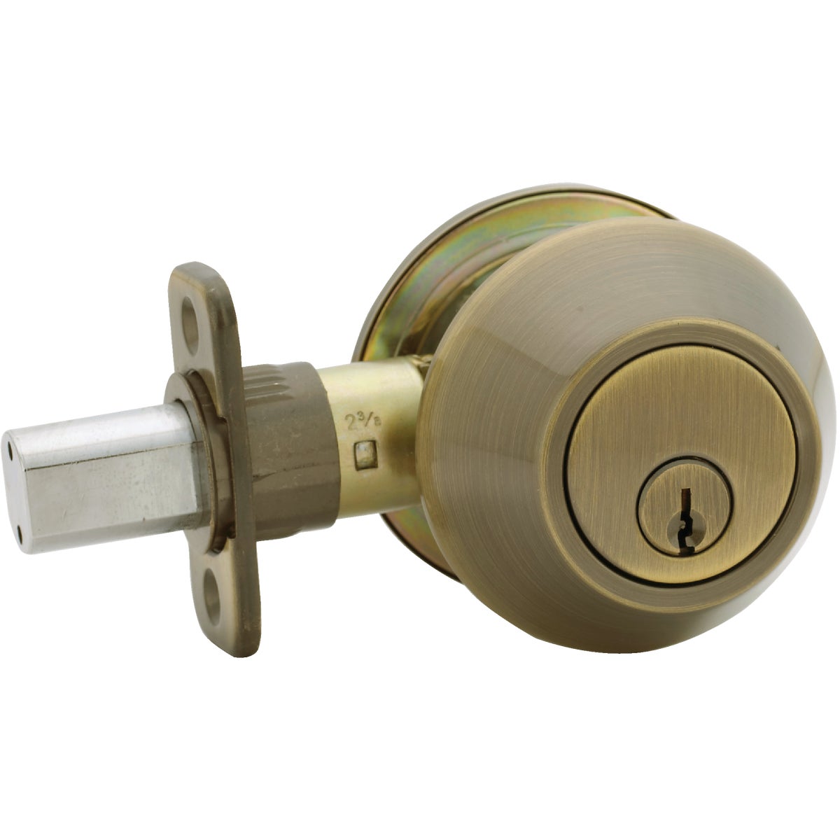 Steel Pro Antique Brass Single Cylinder Deadbolt Image 3