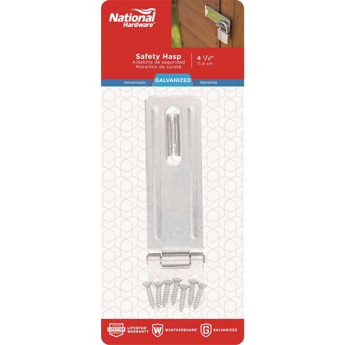 National Hardware 3-1/4 In. Galvanized Non-Swivel Safety Hasp Image 2