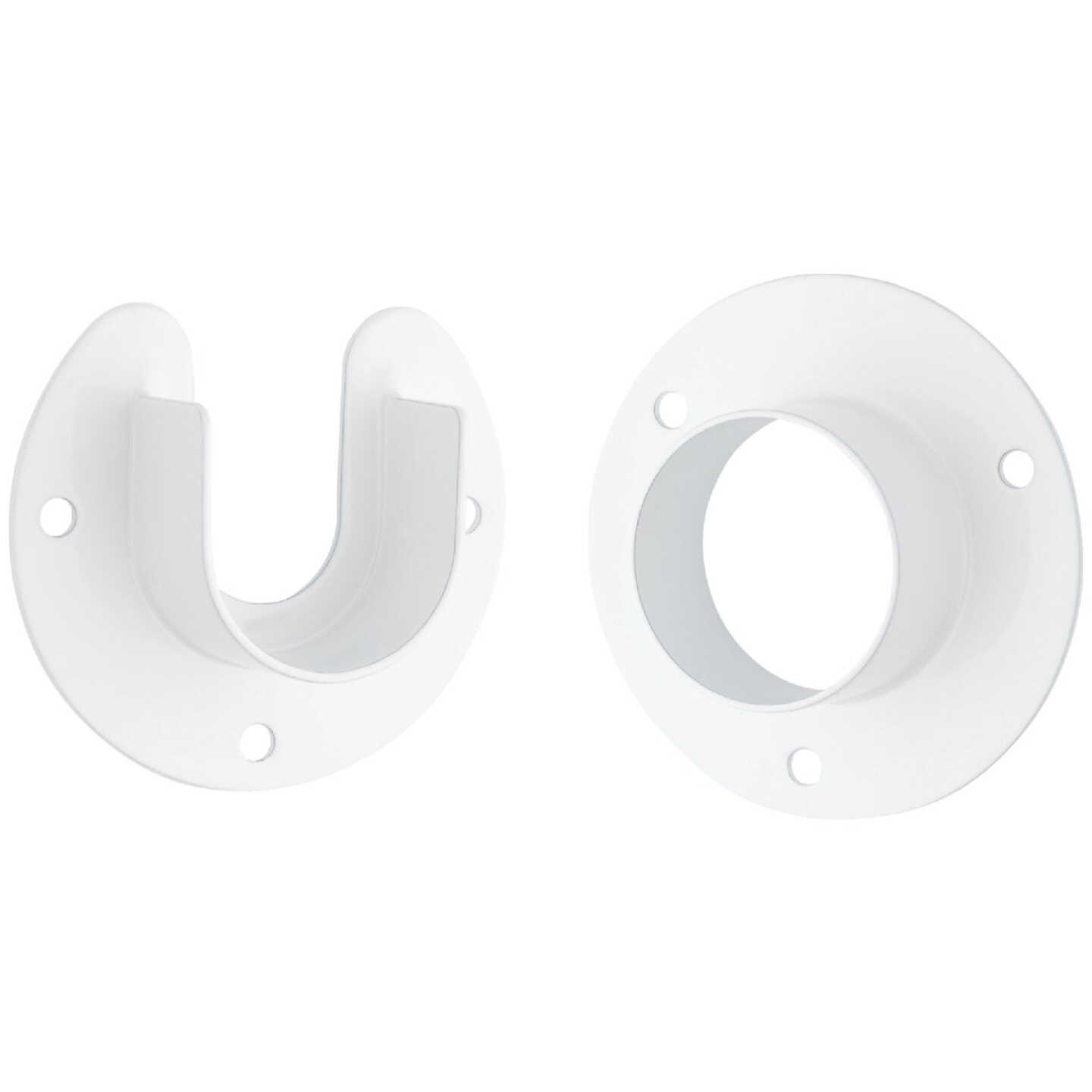 Stanley Home Designs 1-5/16 In. Zinc Closet Rod Socket, White (2-Pack) Image 1