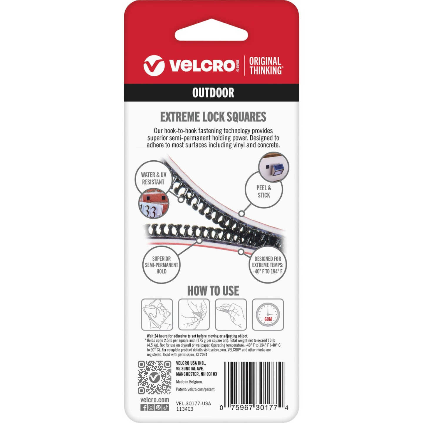 Velcro Brand Alfa-Lok 1 In. x 3 In. 15 Lb. Capacity Black Square Tape Strip (4 Sets) Image 4