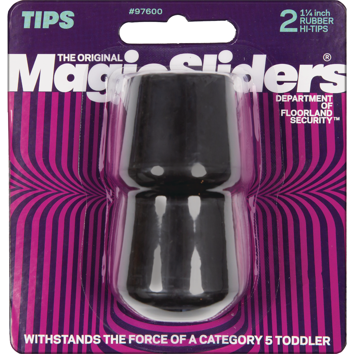 Magic Sliders 1-1/4 In. Black Rubber Leg Tip (2-Pack) Image 1
