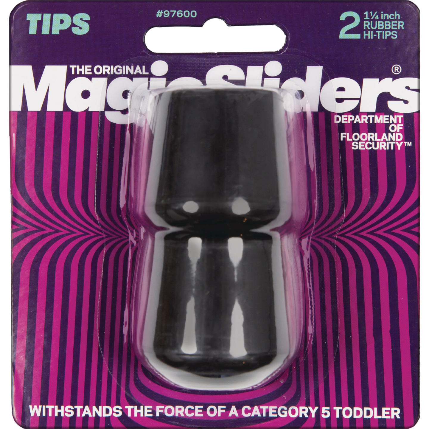 Magic Sliders 1-1/4 In. Black Rubber Leg Tip (2-Pack) Image 1