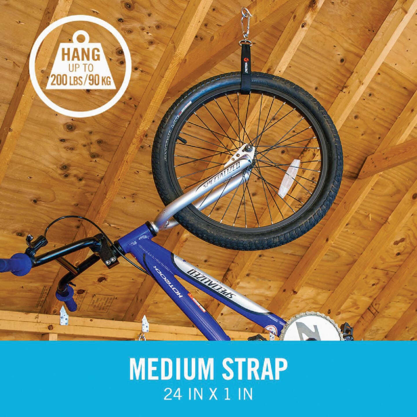 Velcro Brand Easy Hang 24 In. x 1 In. Black 200 Lb. Capacity Strap with Carabiner Image 3