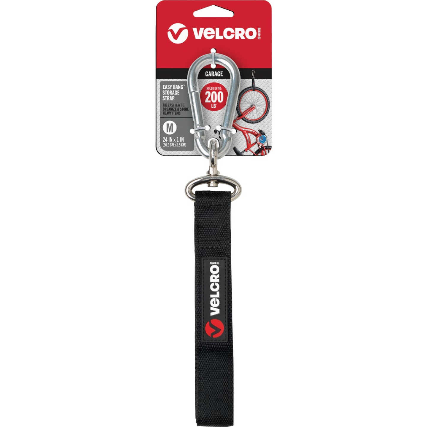 Velcro Brand Easy Hang 24 In. x 1 In. Black 200 Lb. Capacity Strap with Carabiner Image 1