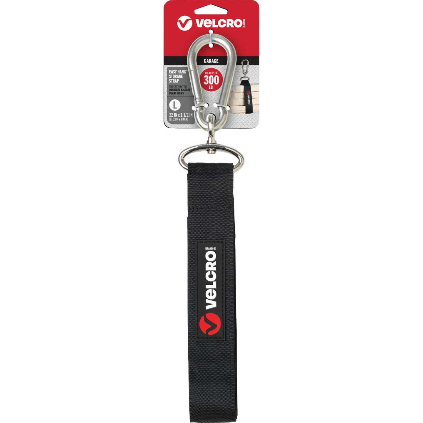Velcro Brand Easy Hang 32 In. x 1-1/2 In. Black 300 Lb. Capacity Strap with Carabiner Image 1