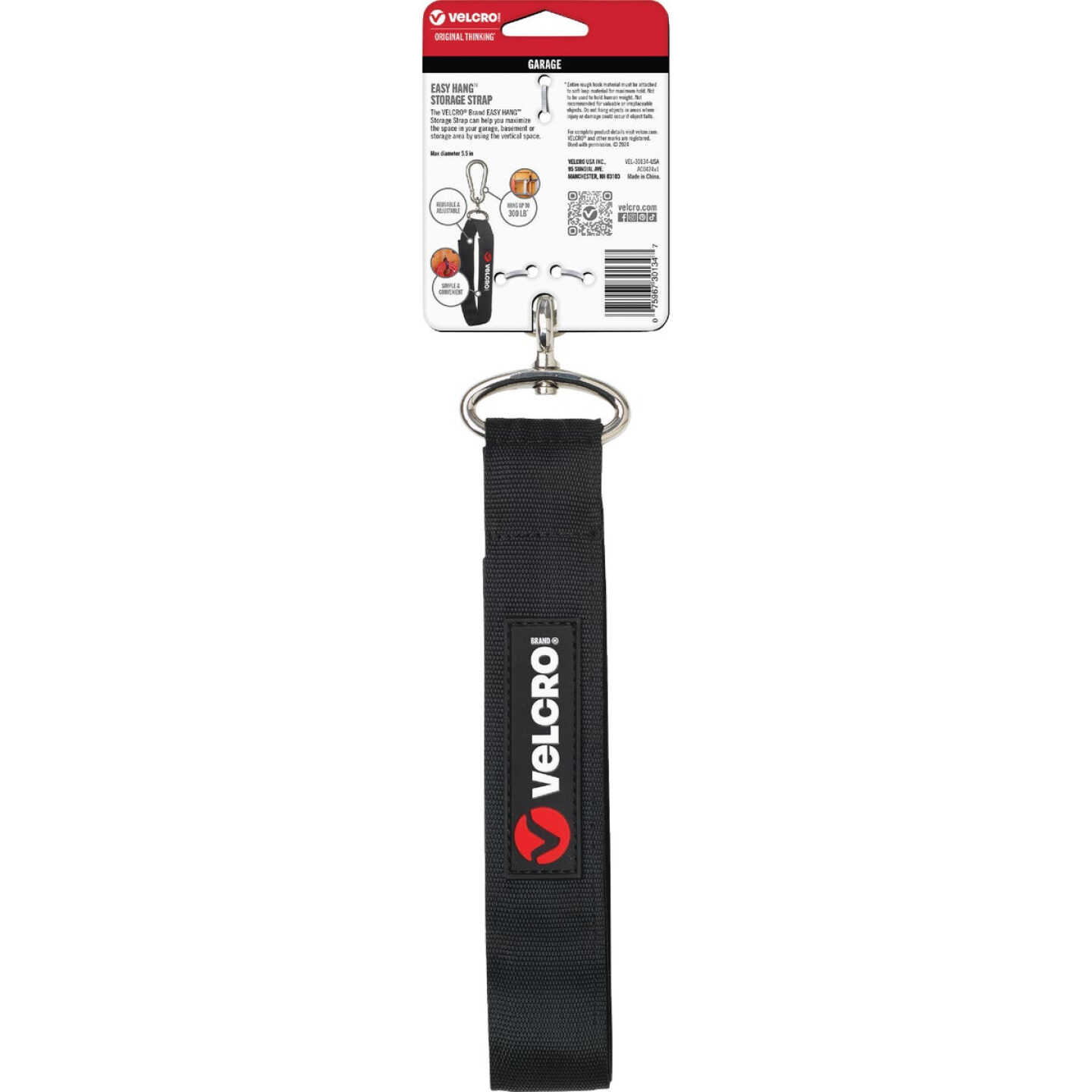 Velcro Brand Easy Hang 32 In. x 1-1/2 In. Black 300 Lb. Capacity Strap with Carabiner Image 4