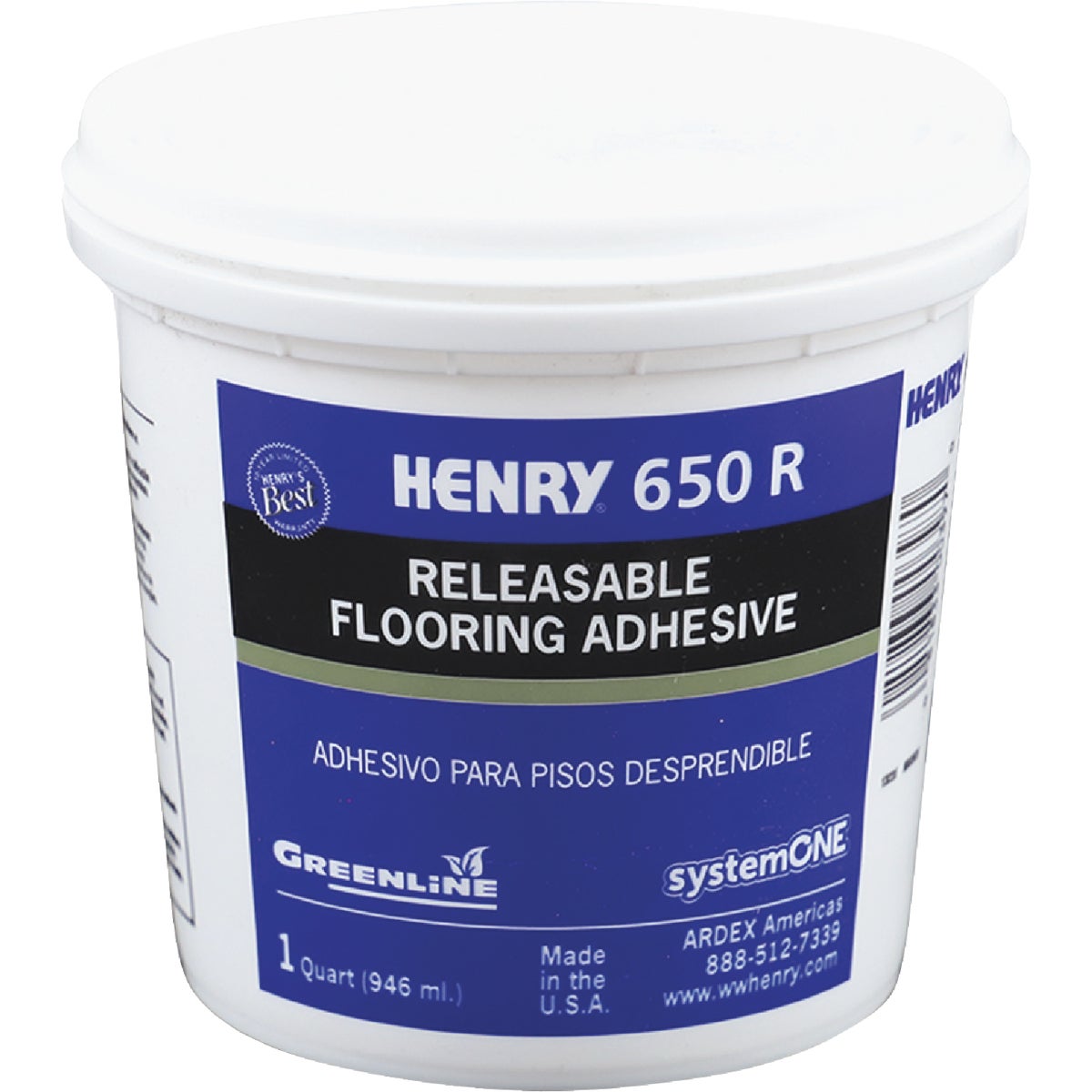 Henry Releasable Bond Pressure Sensitive Fiberglass Sheet Vinyl Floor Adhesive, 1 Qt.