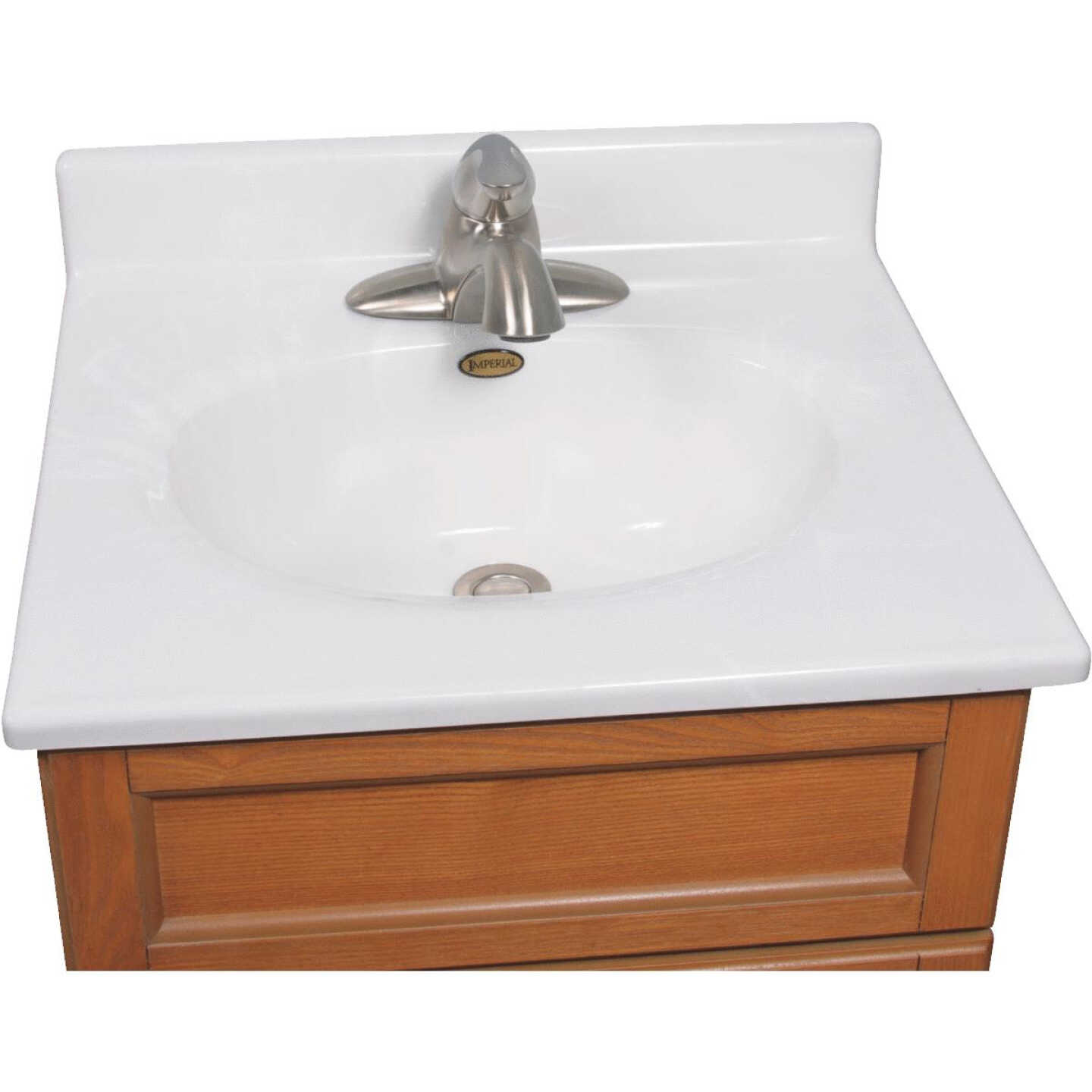 Imperial Marble 19 In. W x 17 In. D Marbled White Cultured Marble Vanity Top with Oval Bowl Image 1