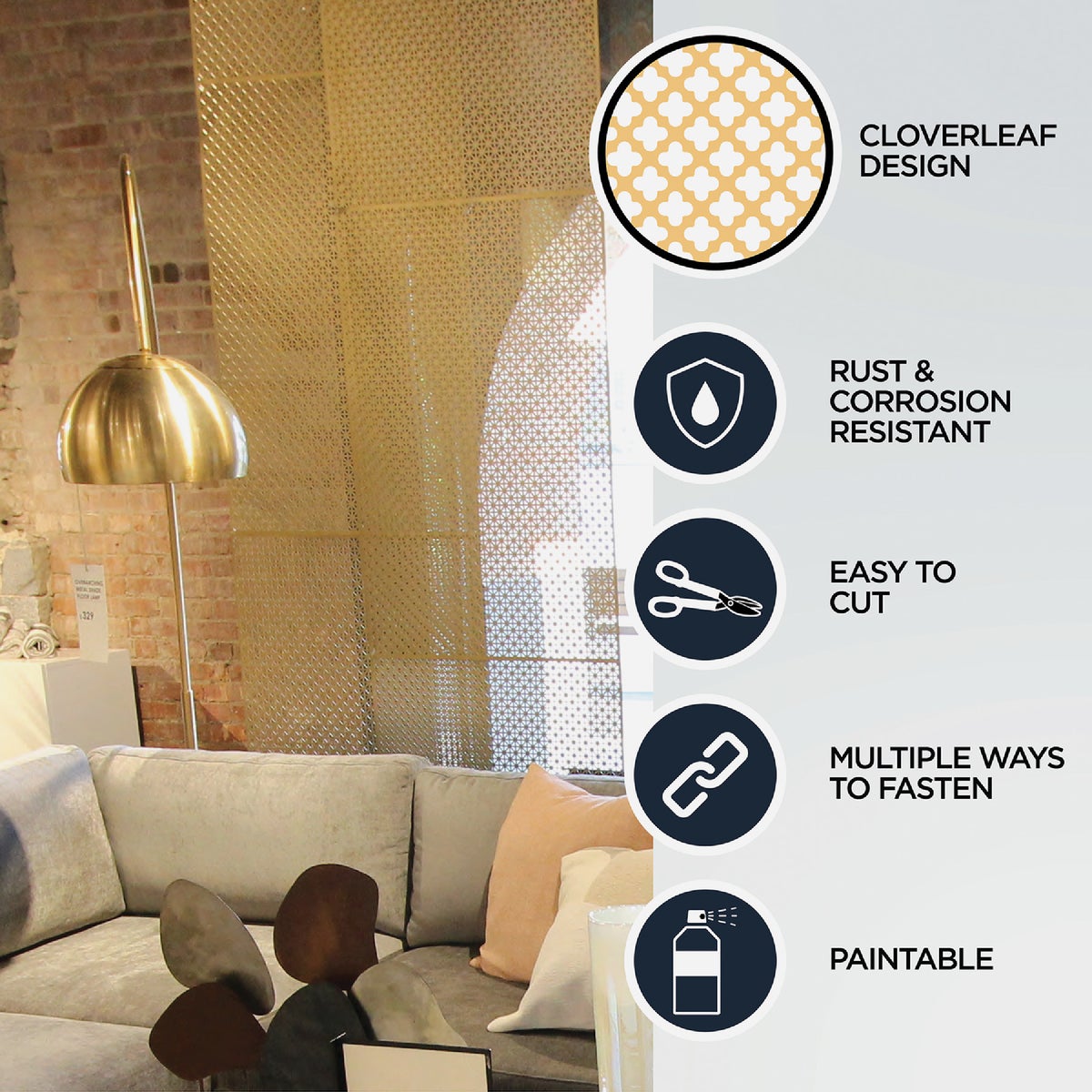 M-D Building Products 36 In. x 36 In. x .020 In. Brass Aluminum Sheet Cloverleaf Image 5