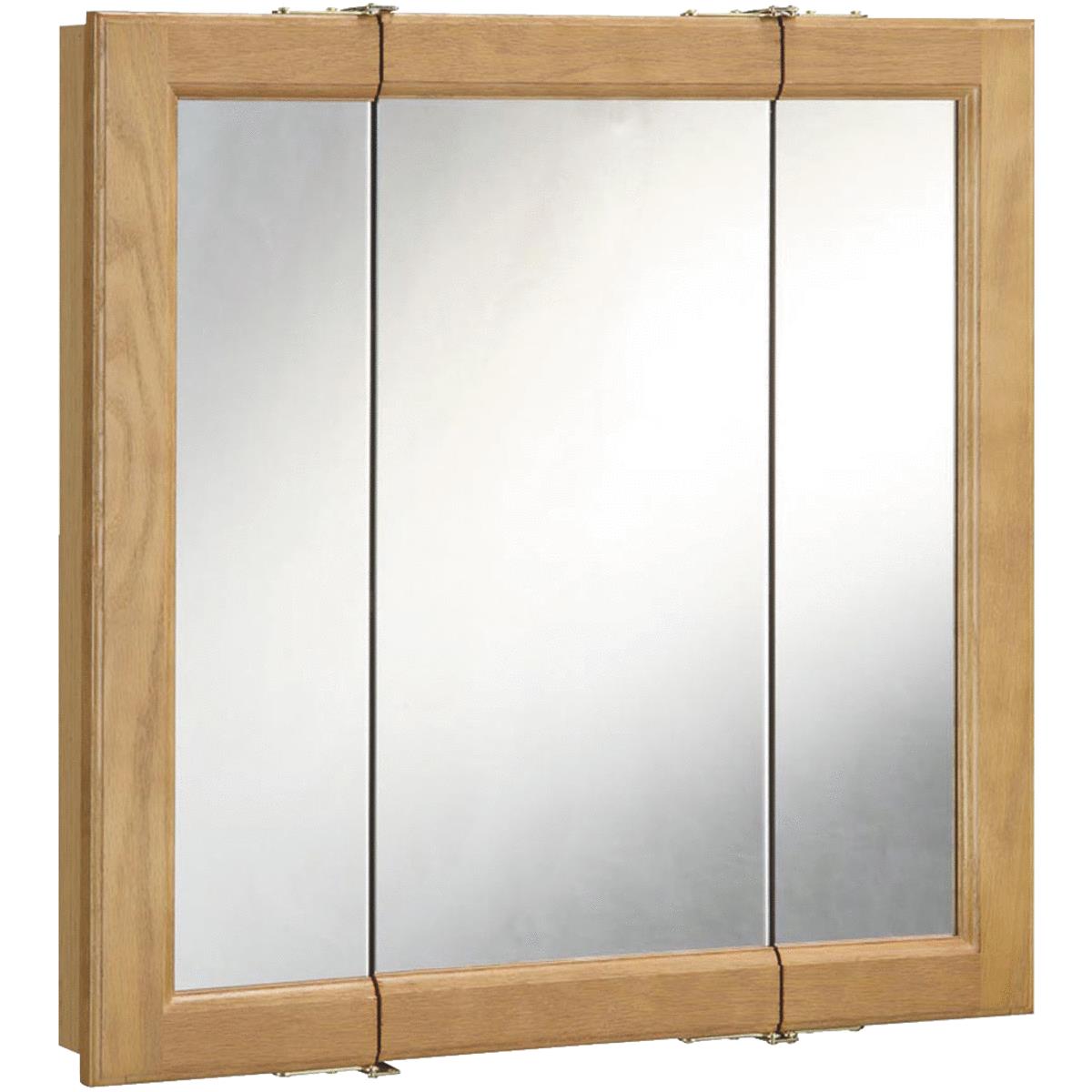 Design House Claremont Honey Oak 30 In. W x 30 In. H x 4-3/4 In. D Tri-View Surface Mount Medicine C