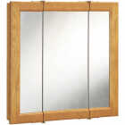 Design House Claremont Honey Oak 24 In. W x 24 In. H x 4-3/4 In. D Tri-View Surface Mount Medicine C Image 1