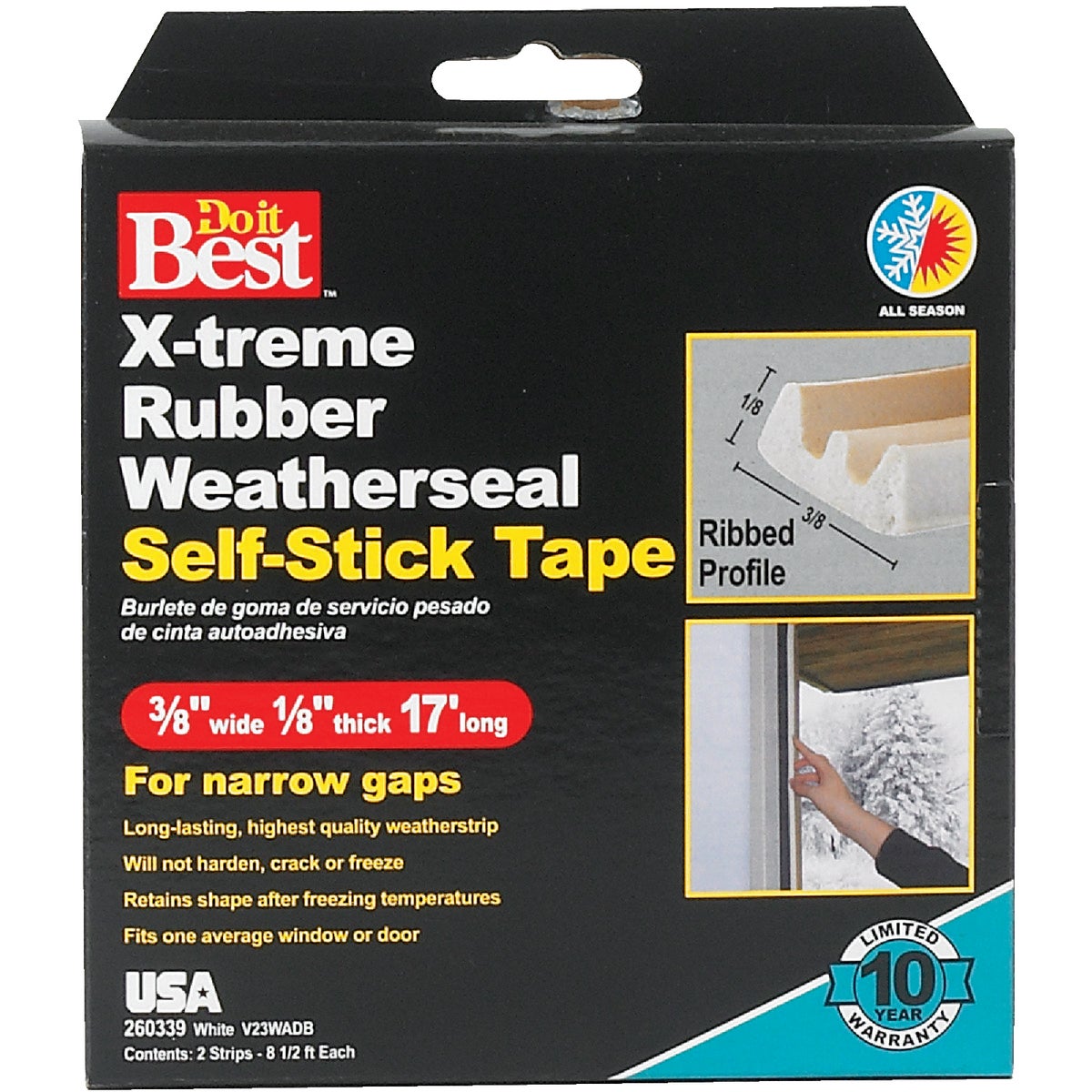 Do it Best 3/8 In. x 17 Ft. White Narrow Weatherseal Tape Image 2