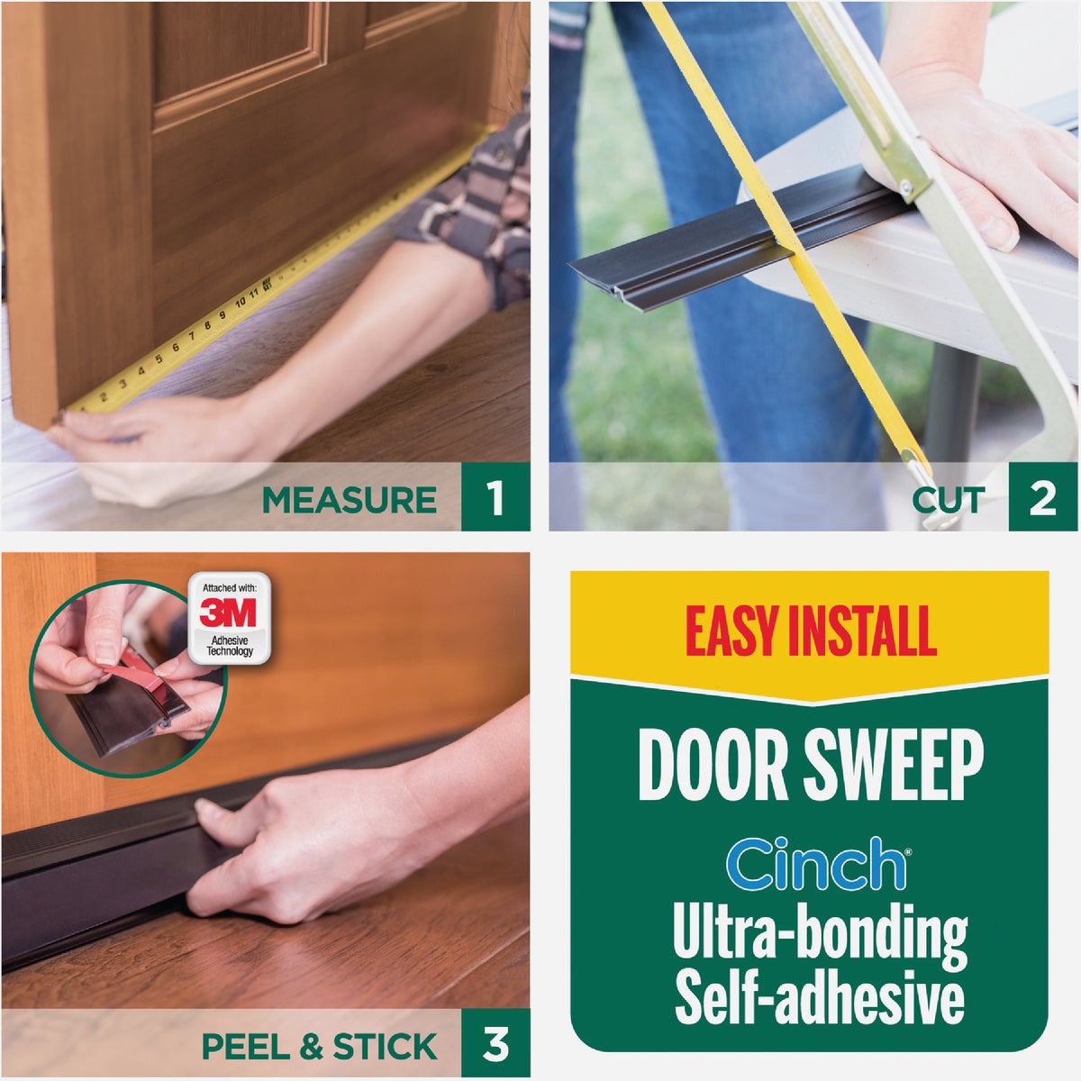 M-D Building Products 36 In. Aluminum and Vinyl CINCH Self-Adhesive Door Sweep, Brown Image 5