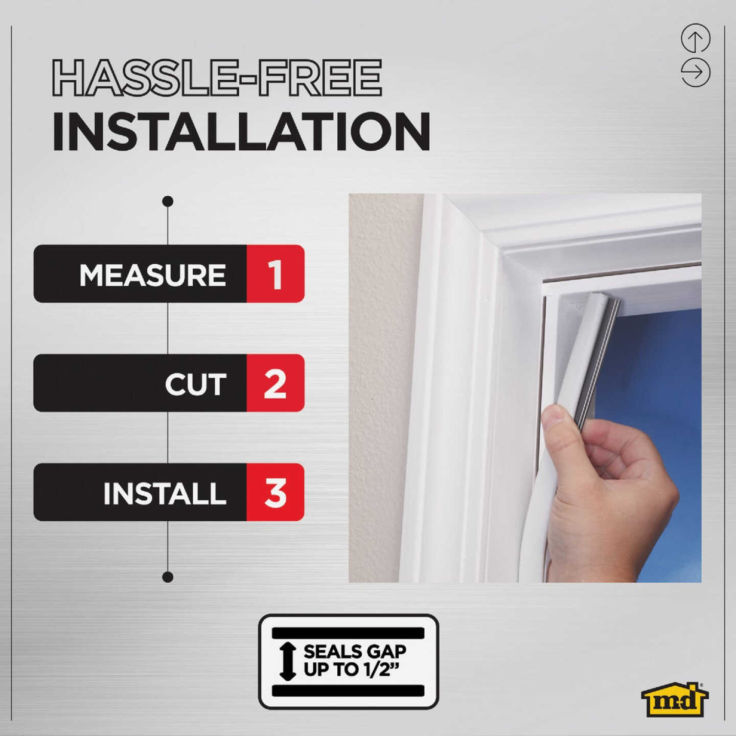 M-D Building Products 84 In. Premium Rubber PLATINUM Top and Sides Door Seal for Doors with Kerf/Channel, White Image 5