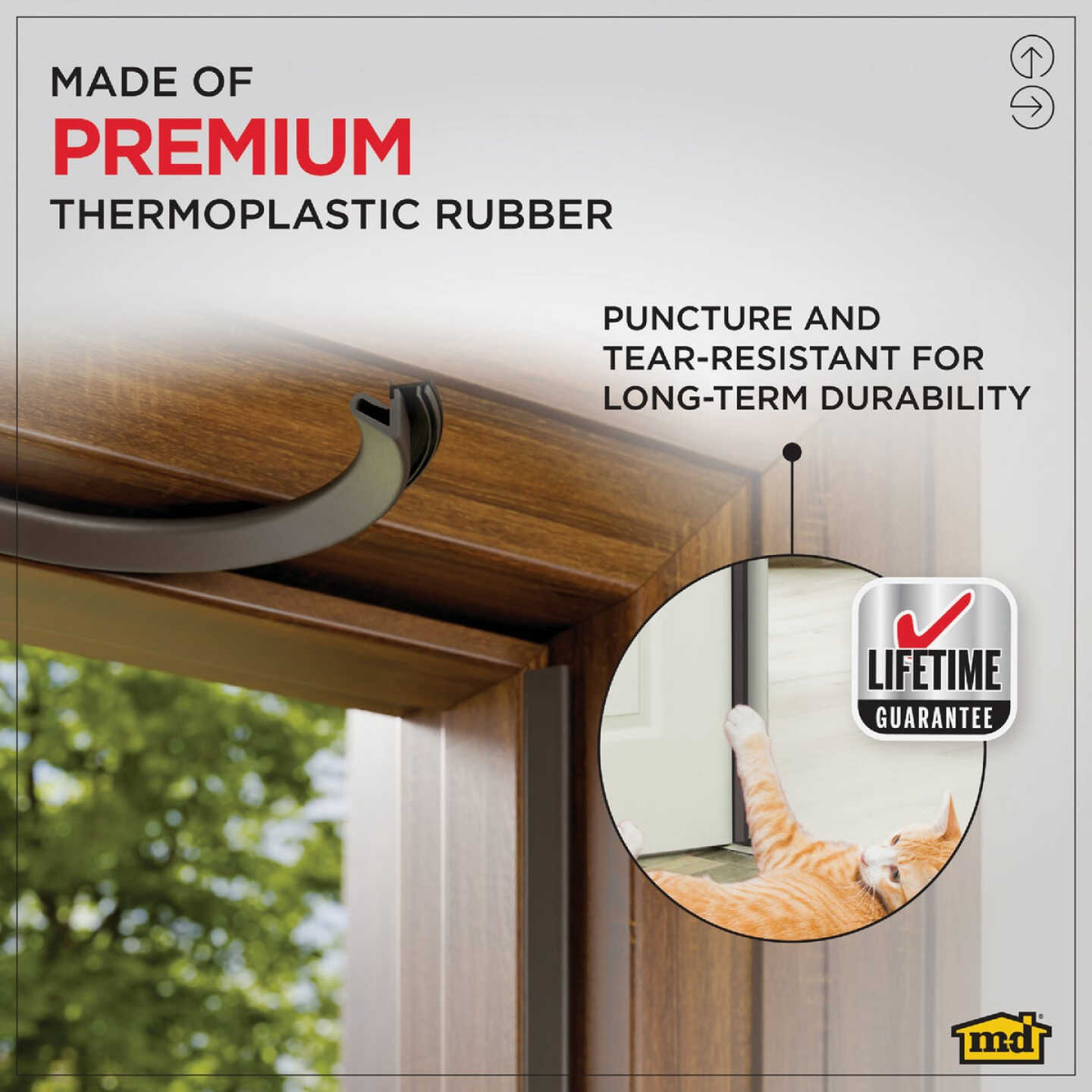 M-D Building Products 84 In. Premium Rubber PLATINUM Top and Sides Door Seal for Doors with Kerf/Channel, Brown Image 3