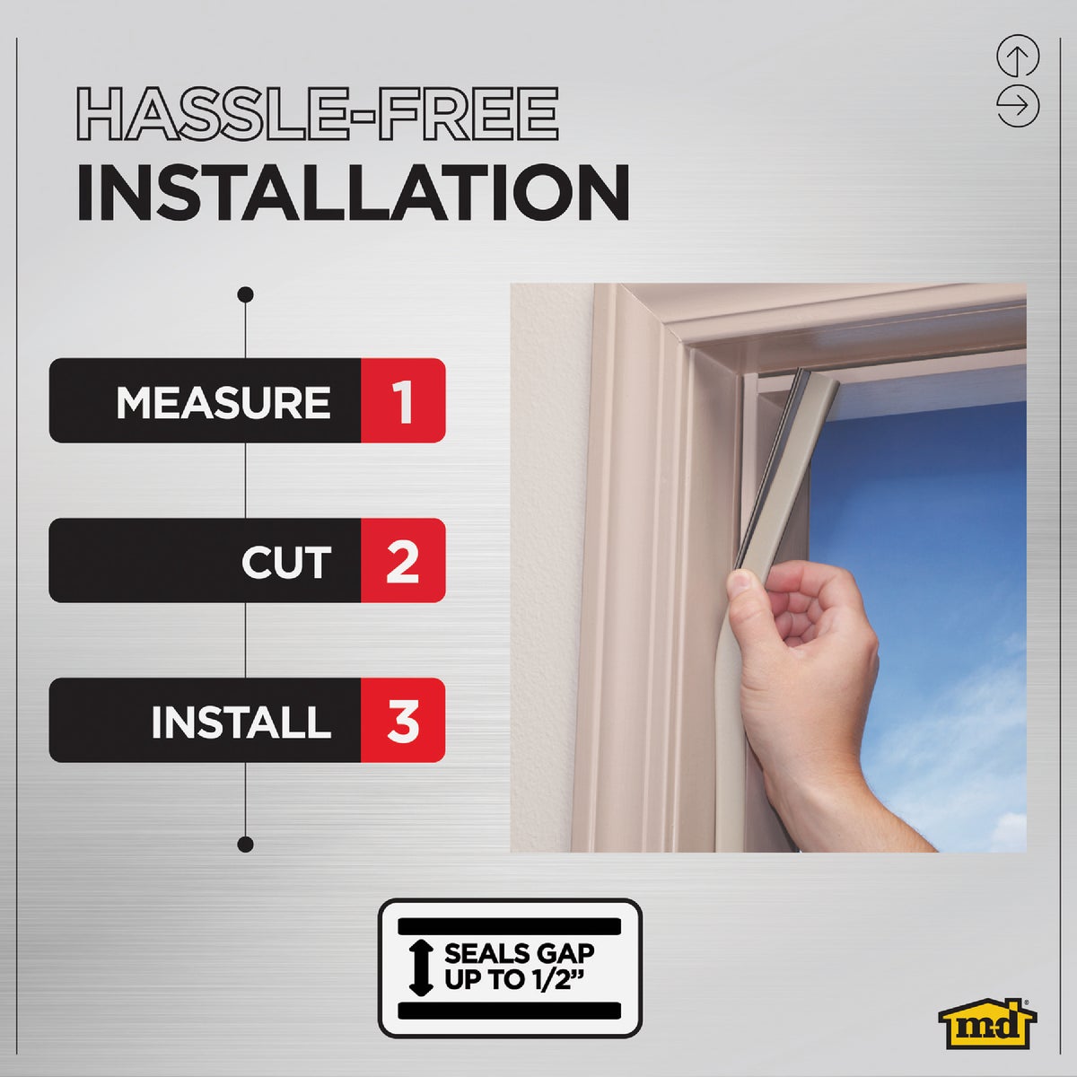 M-D Building Products 84 In. Premium Rubber PLATINUM Top and Sides Door Seal for Doors with Kerf/Channel, Beige Image 5